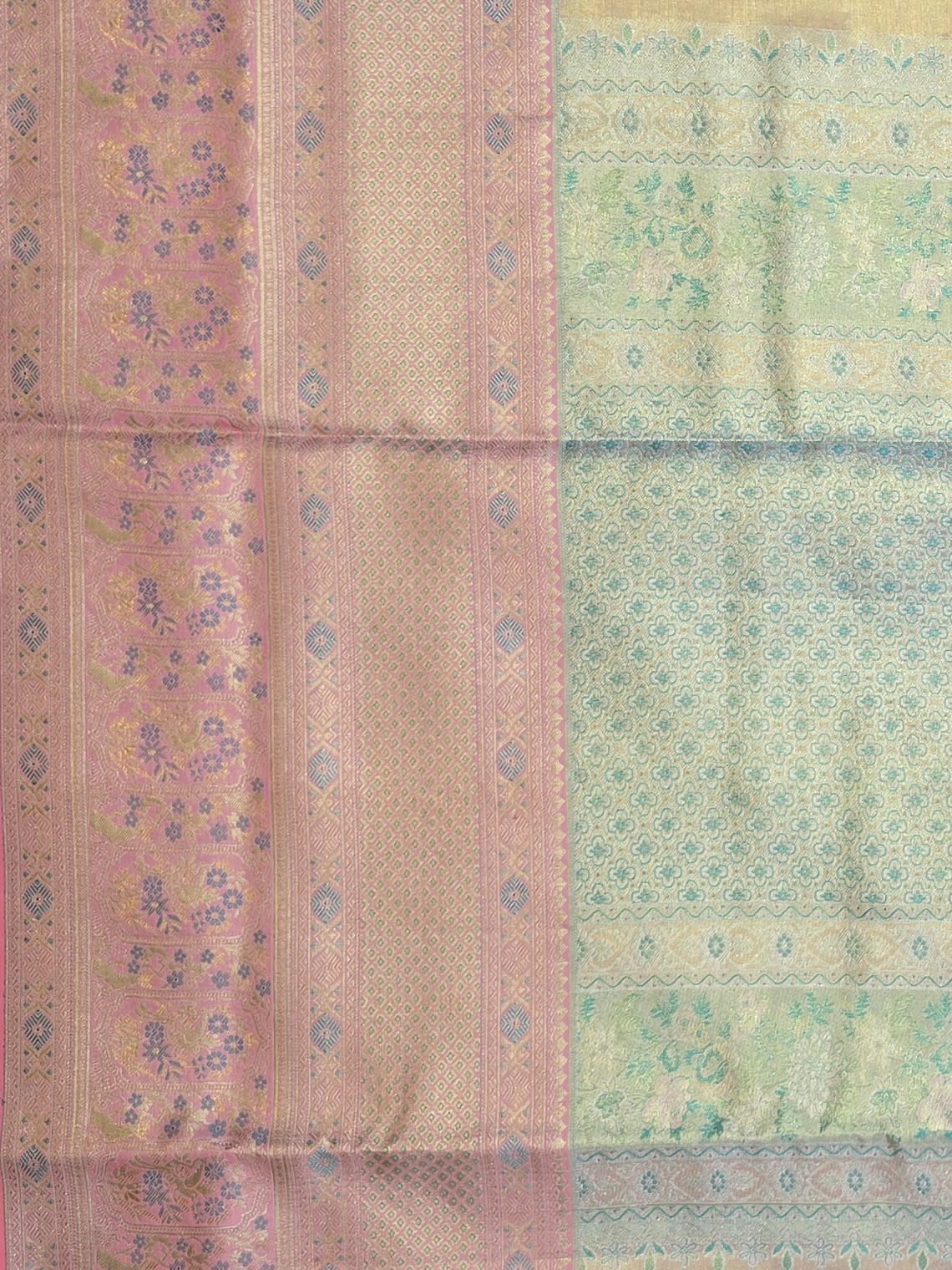 Handloom Lavender With Peach Silk Saree — view 5