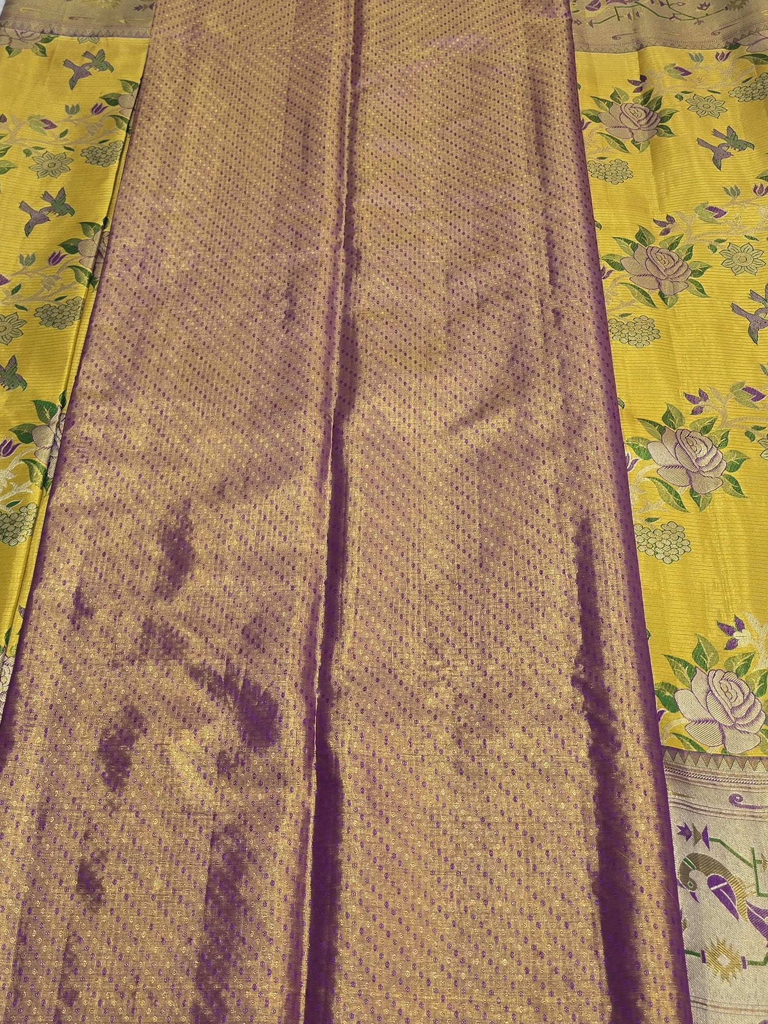 Handloom Yellow Silk Saree — view 5