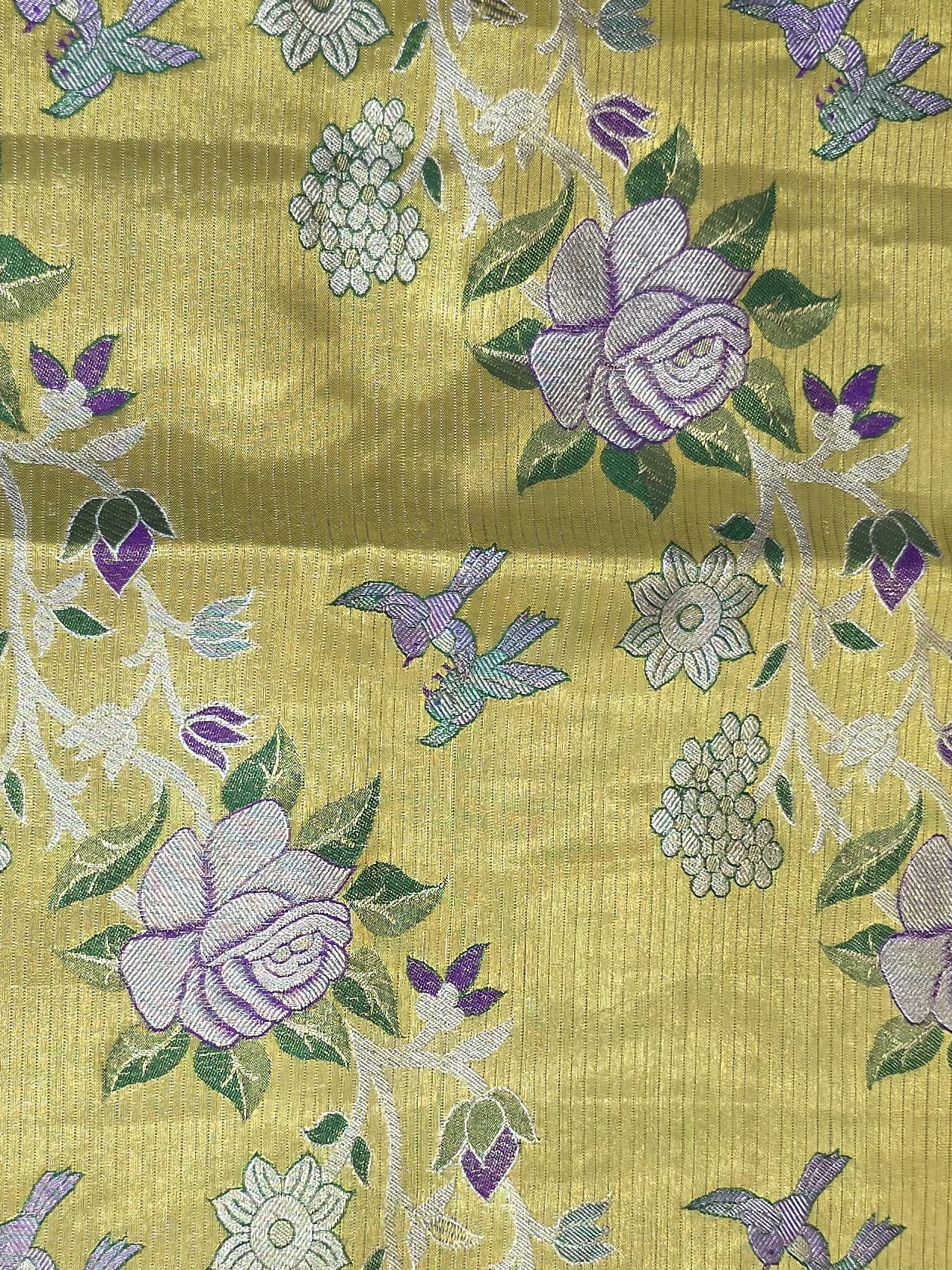 Handloom Yellow Silk Saree — view 6