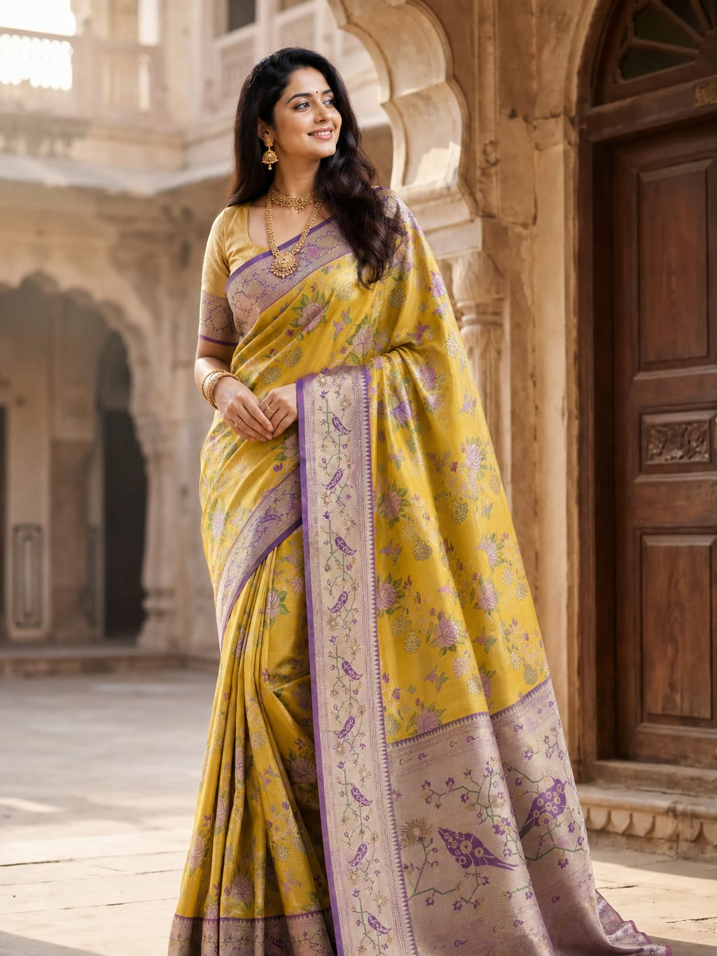 Handloom Yellow Silk Saree