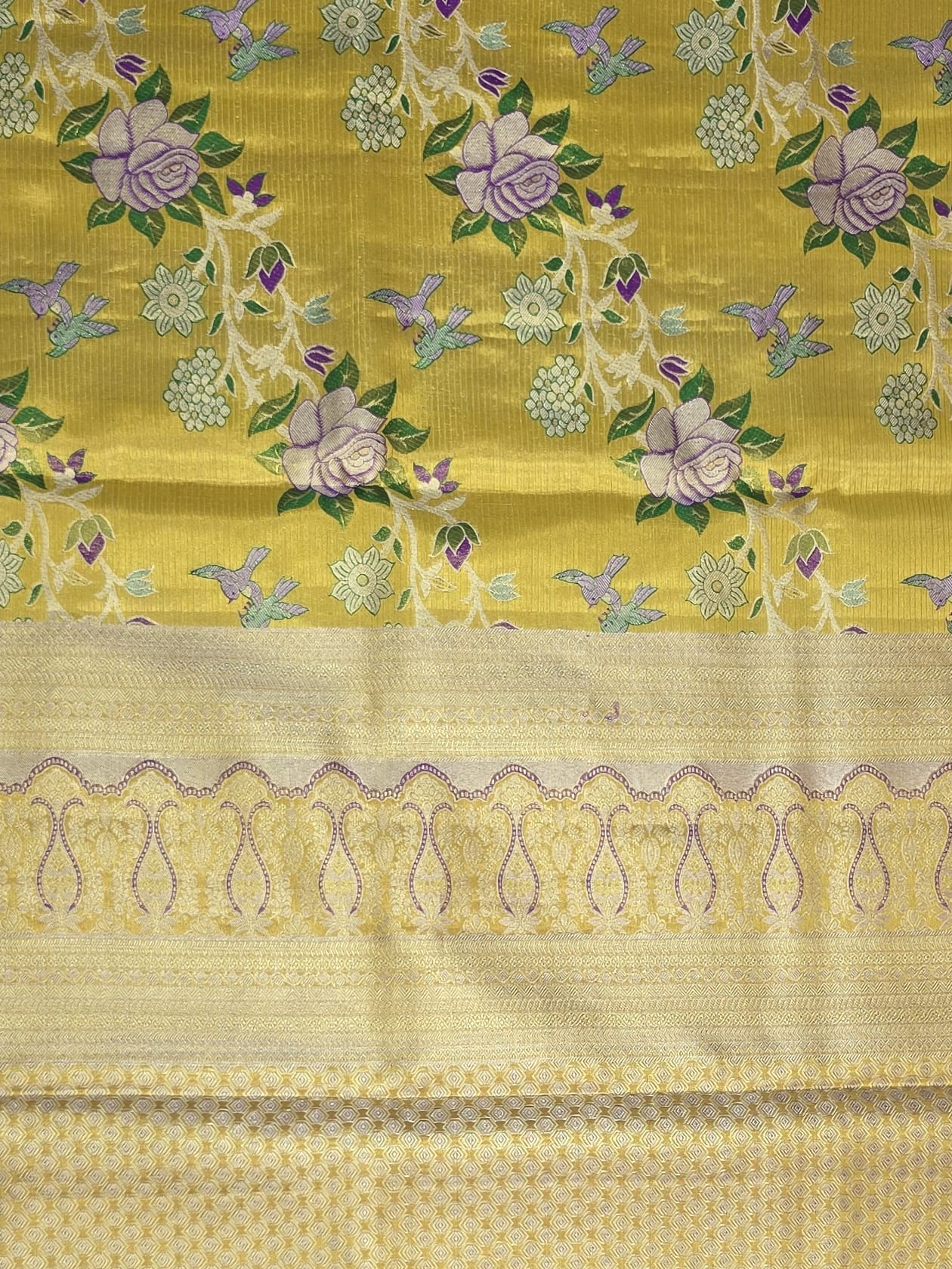 Handloom Yellow Silk Saree — view 4