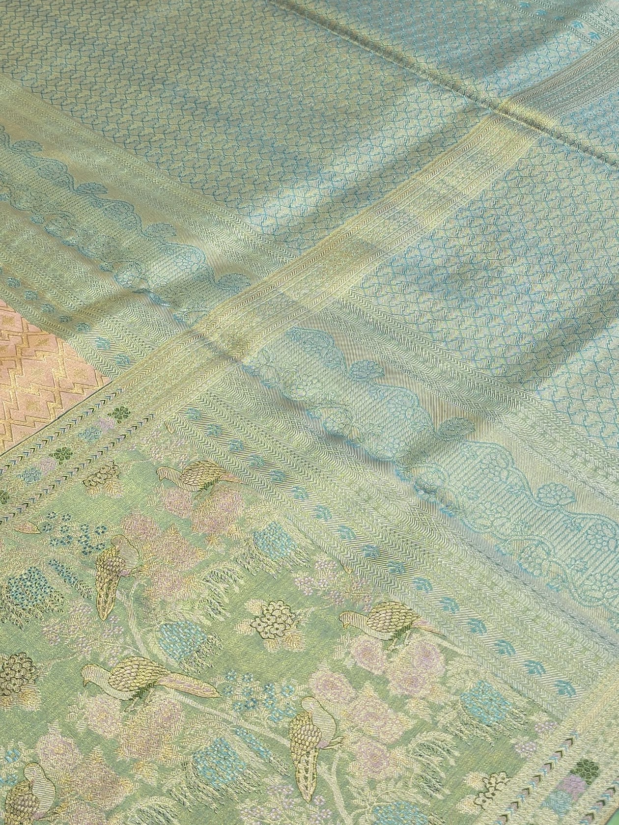 Handloom Peach Pink Silk Saree — view 3