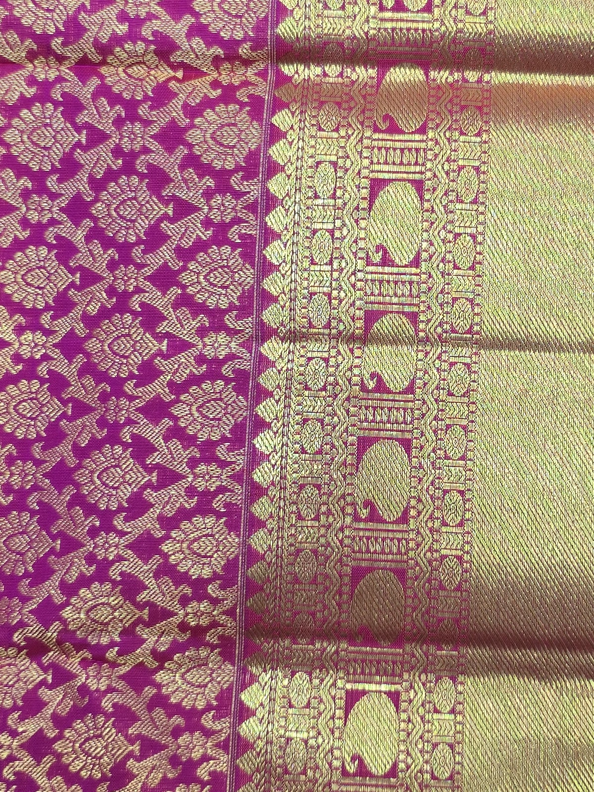 Handloom Dark Pink Silk Saree — view 4