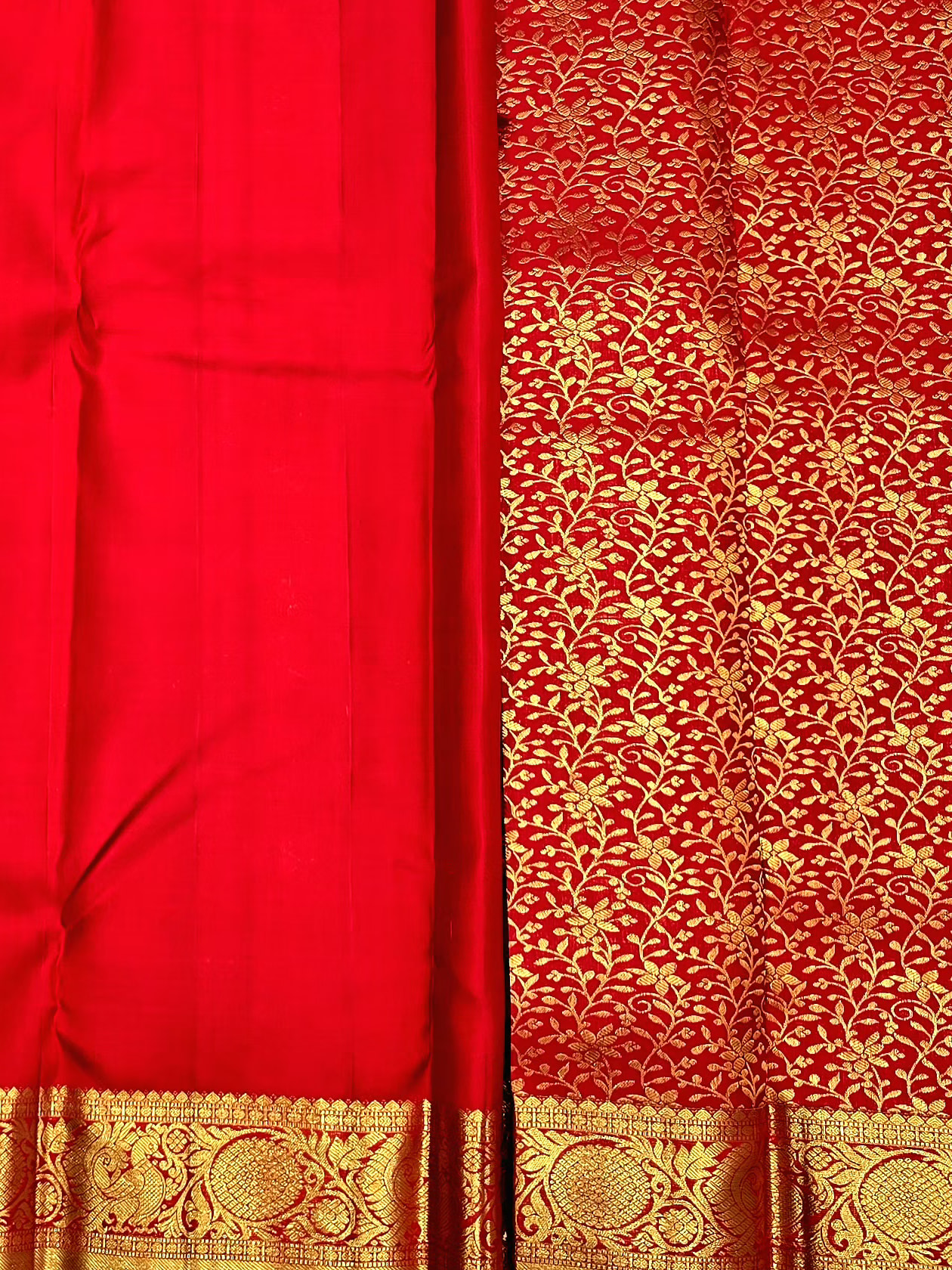 Handloom Chilli Red Silk Saree — view 5
