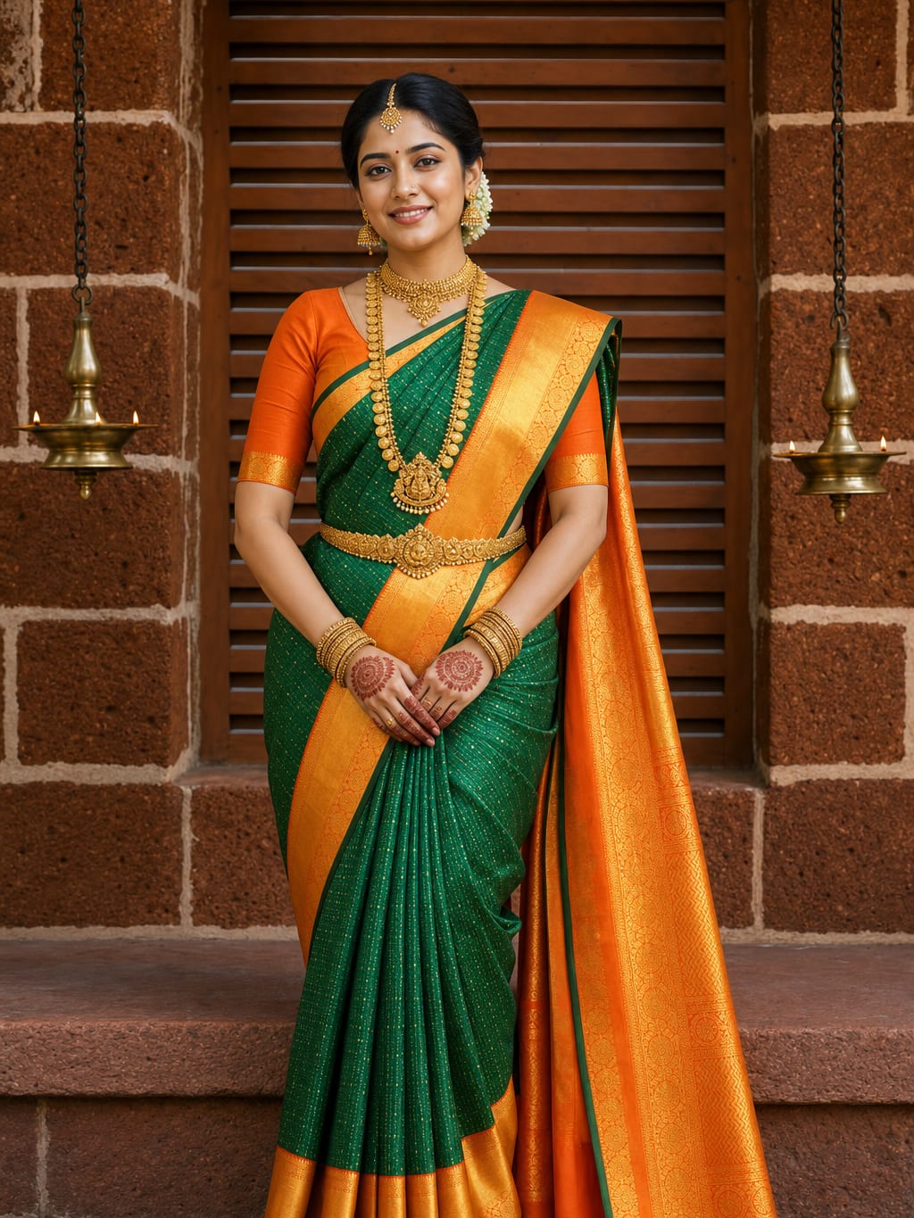 Handloom Bottle Green Silk Saree