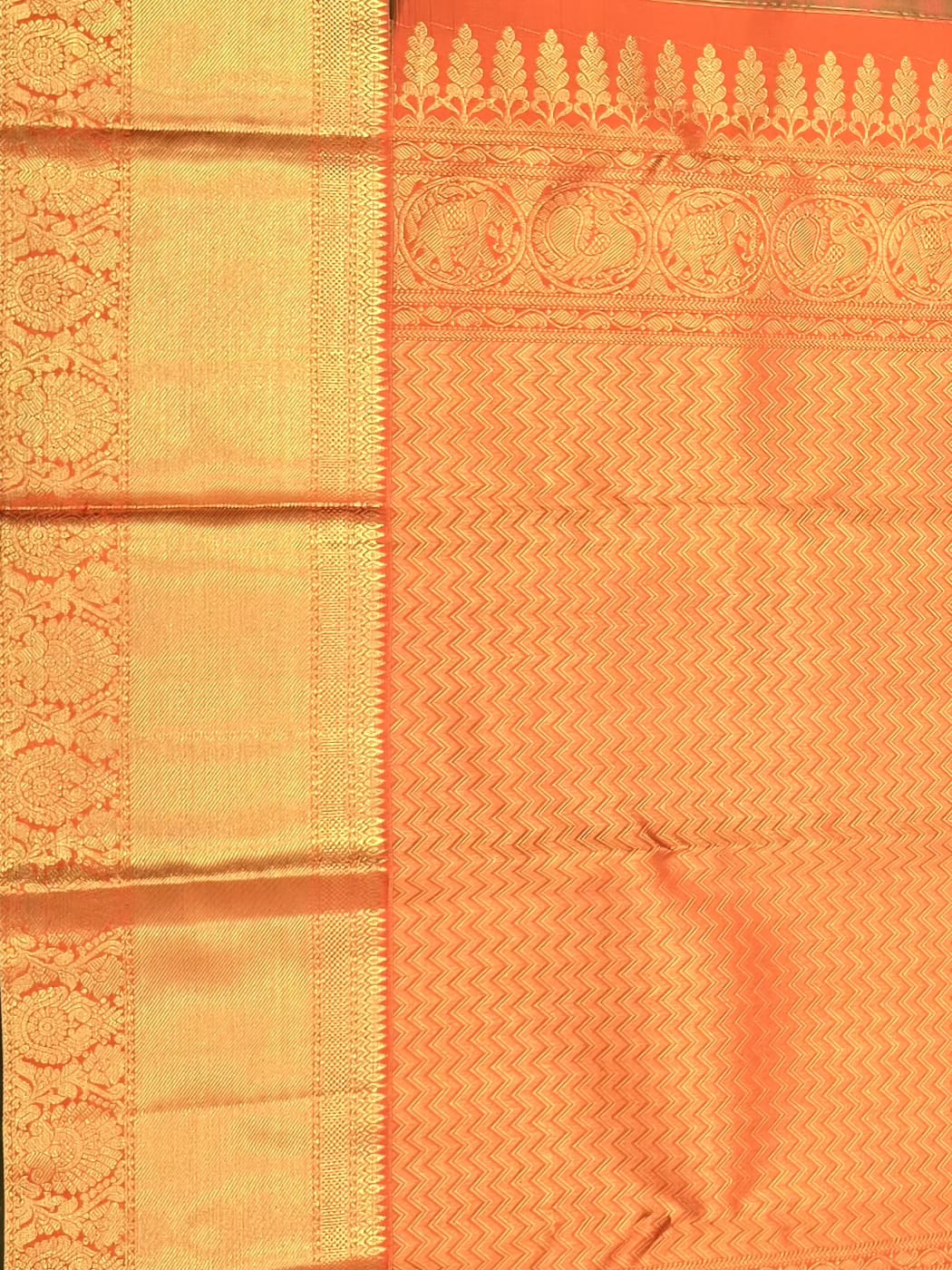 Handloom Bottle Green Silk Saree — view 5