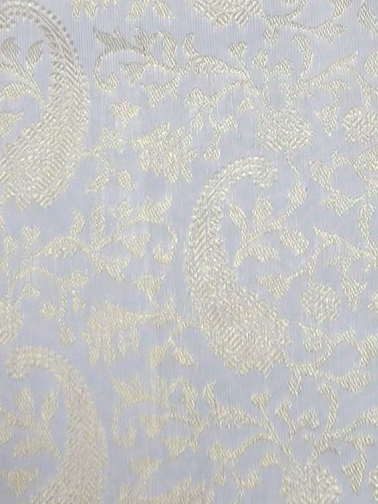 Handloom Half White Silk Saree — view 4