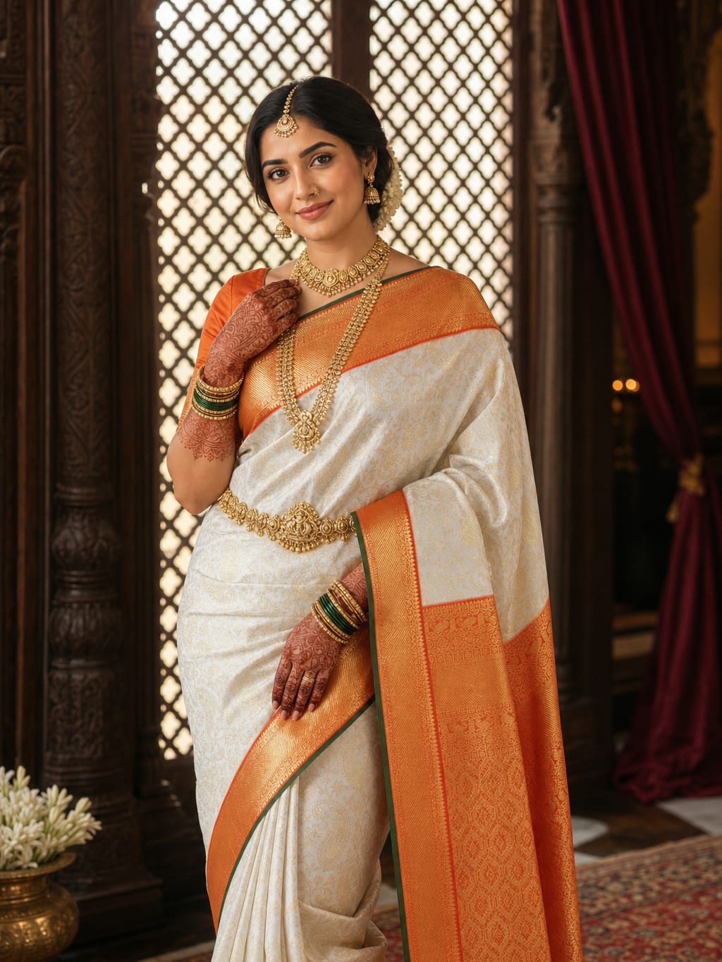 Handloom Half White Silk Saree