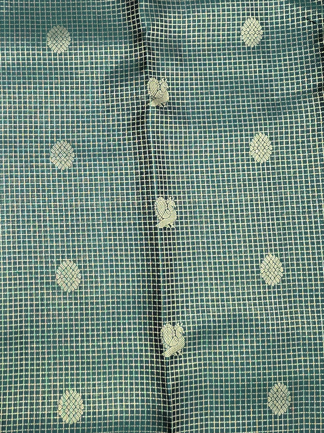 Handloom Bottle Green Silk Saree — view 6