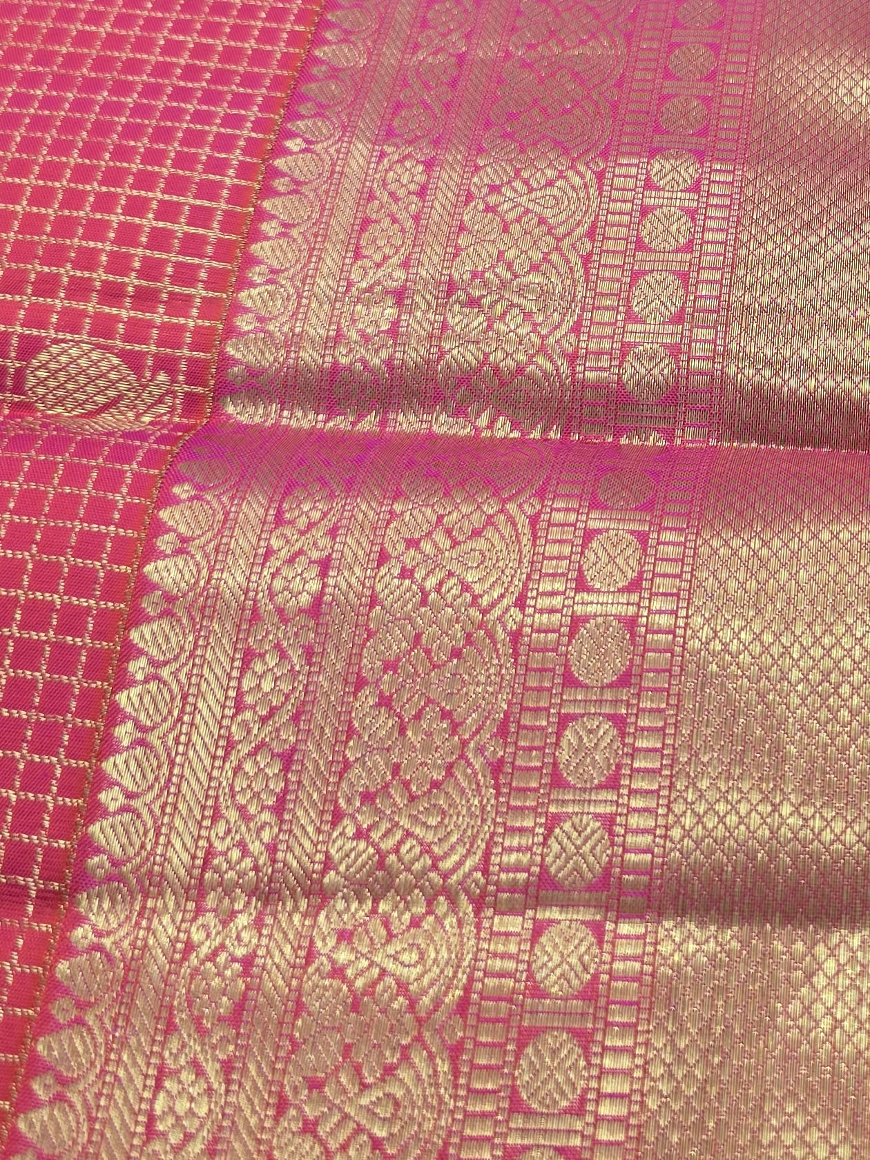 Handloom Pink Red Silk Saree — view 5