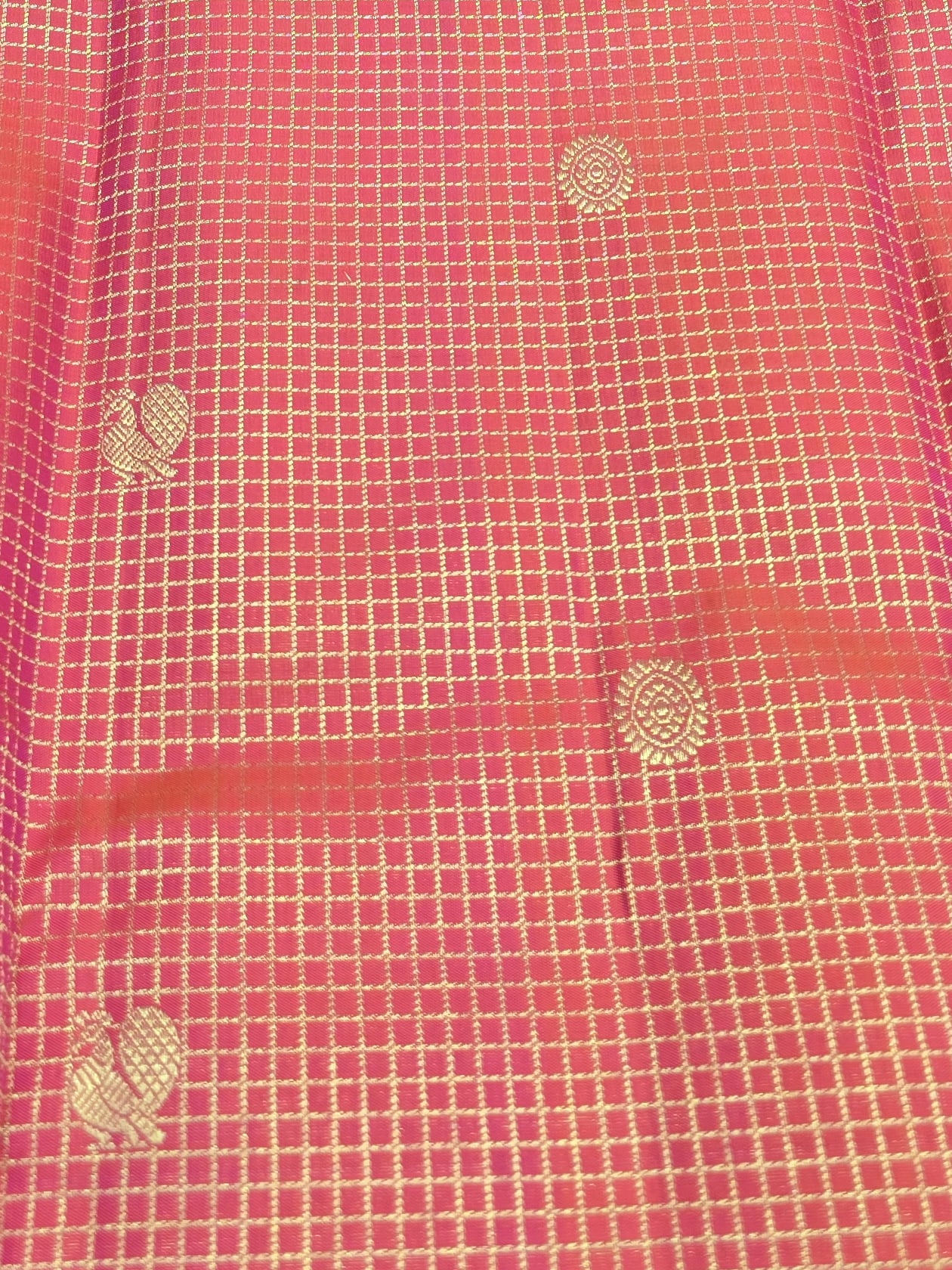 Handloom Pink Red Silk Saree — view 4