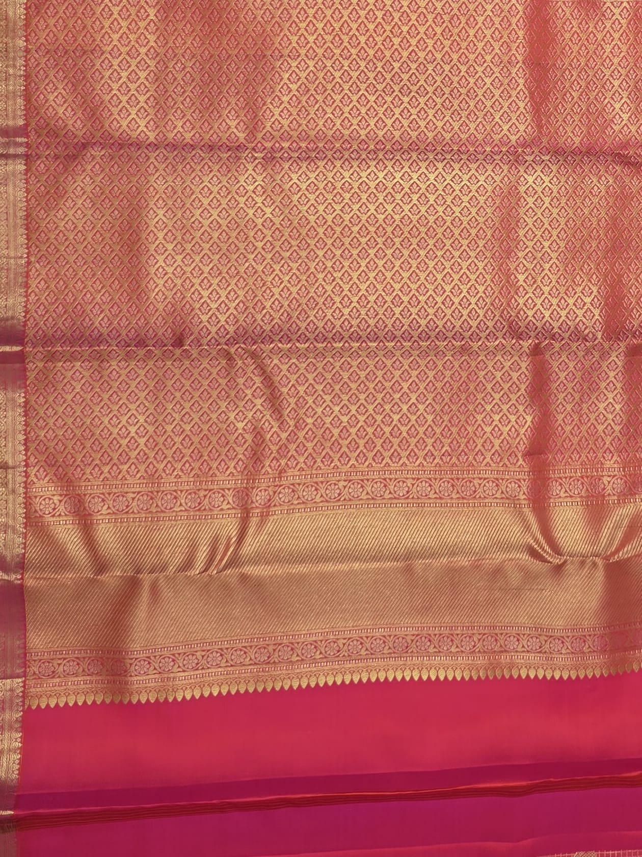 Handloom Pink Red Silk Saree — view 6
