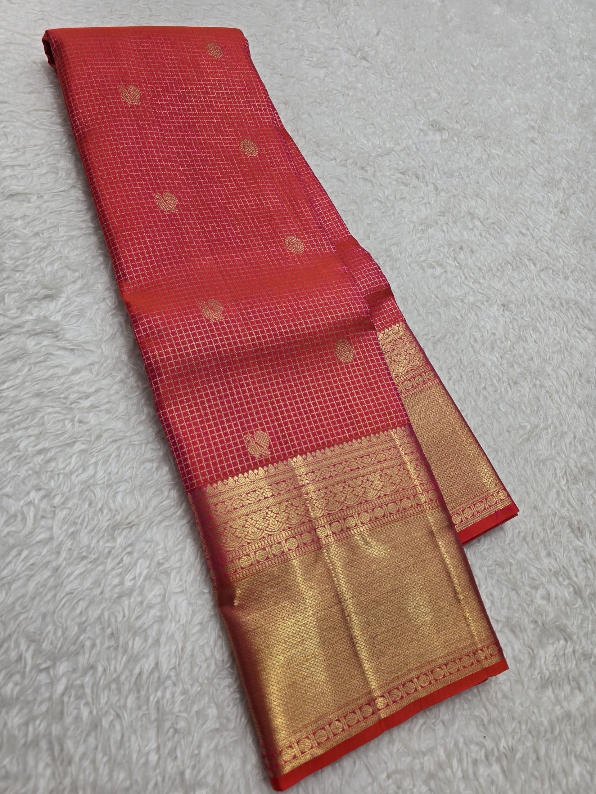 Handloom Pink Red Silk Saree — view 2
