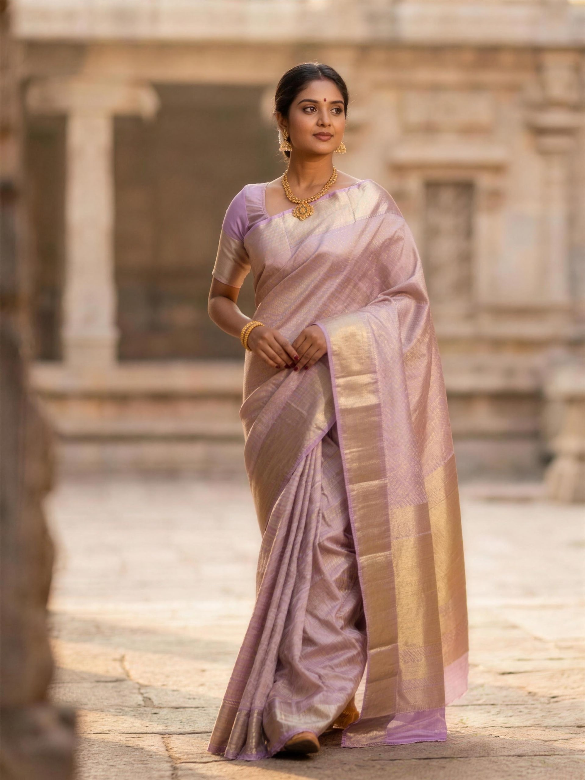 Handloom Light Lavender Silk Saree
