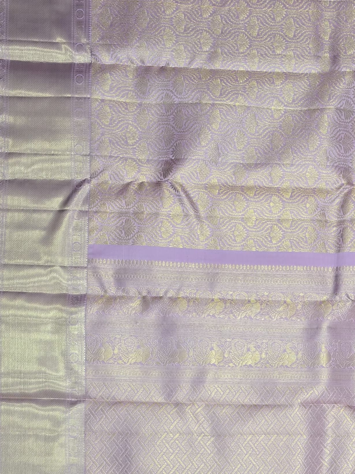 Handloom Light Lavender Silk Saree — view 3