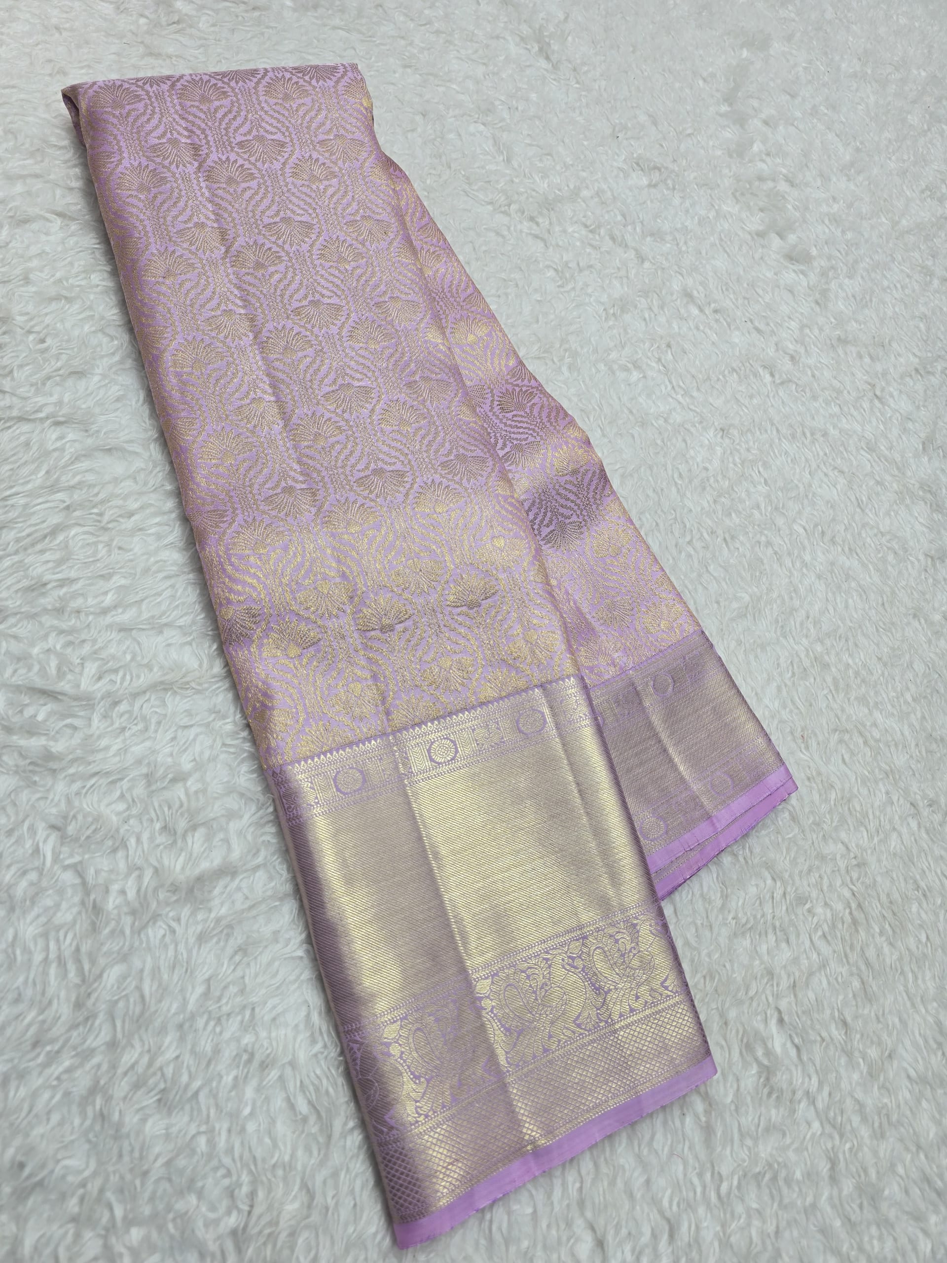 Handloom Light Lavender Silk Saree — view 2