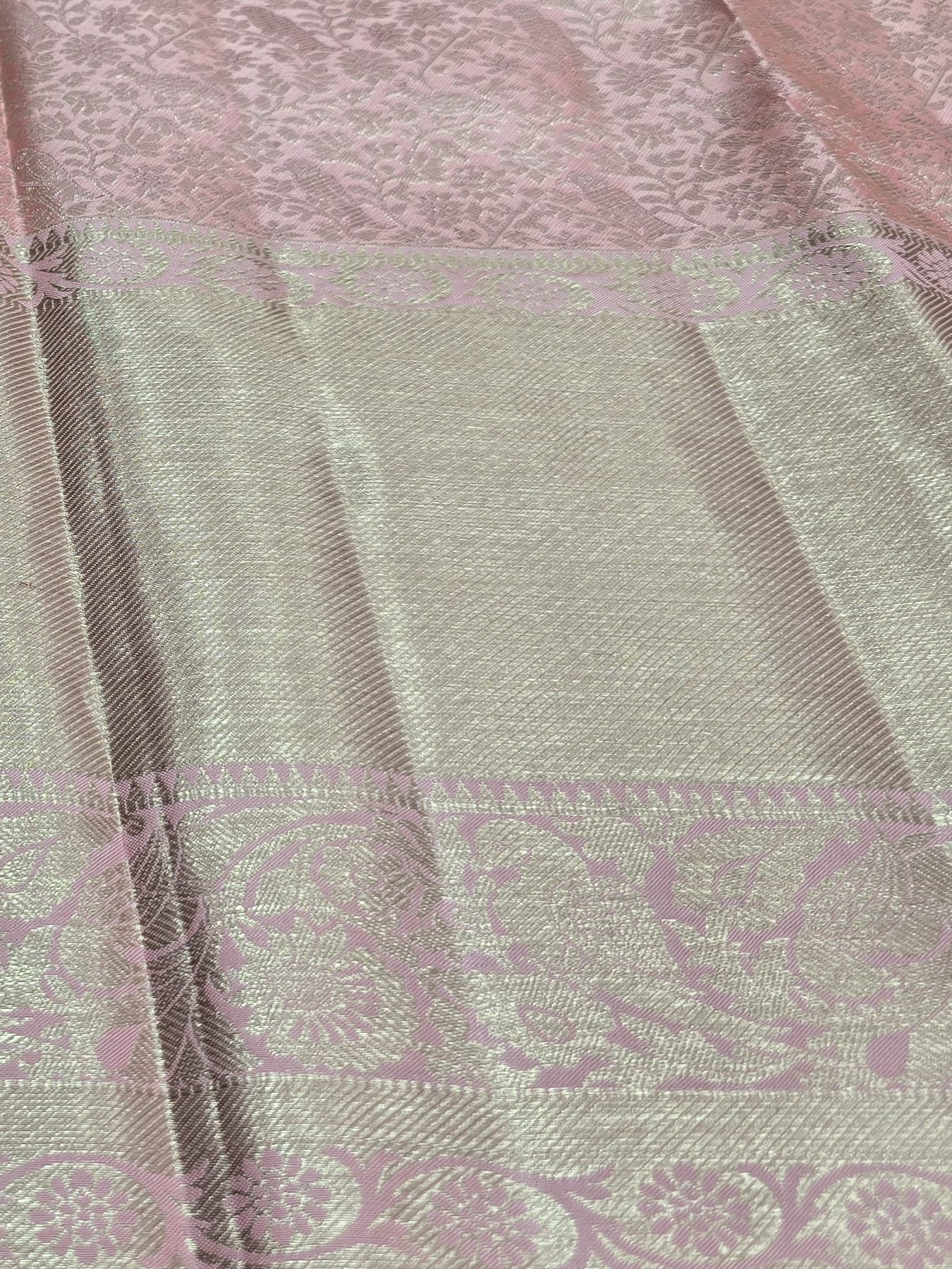 Handloom Peach Silk Saree — view 4