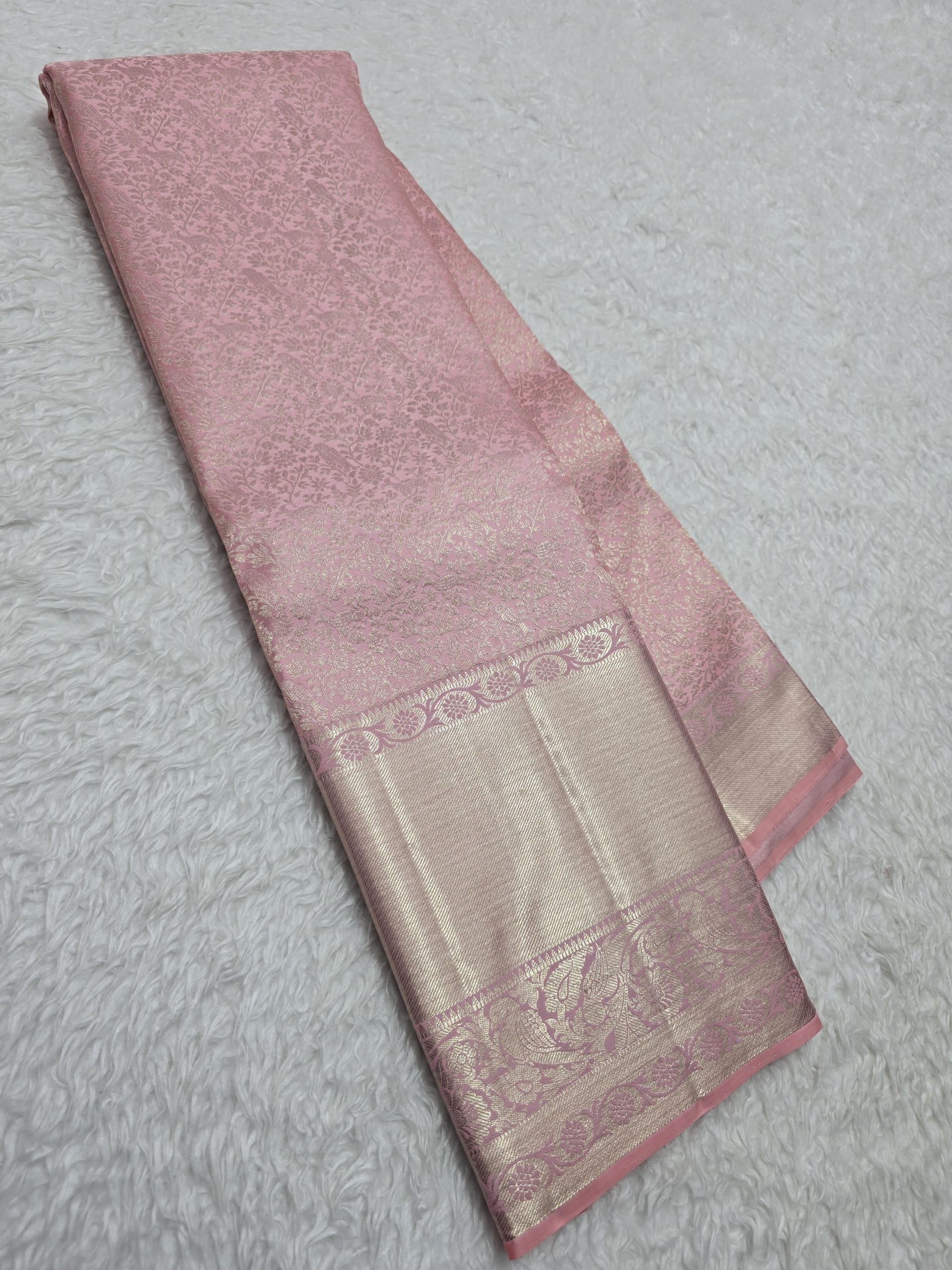 Handloom Peach Silk Saree — view 2