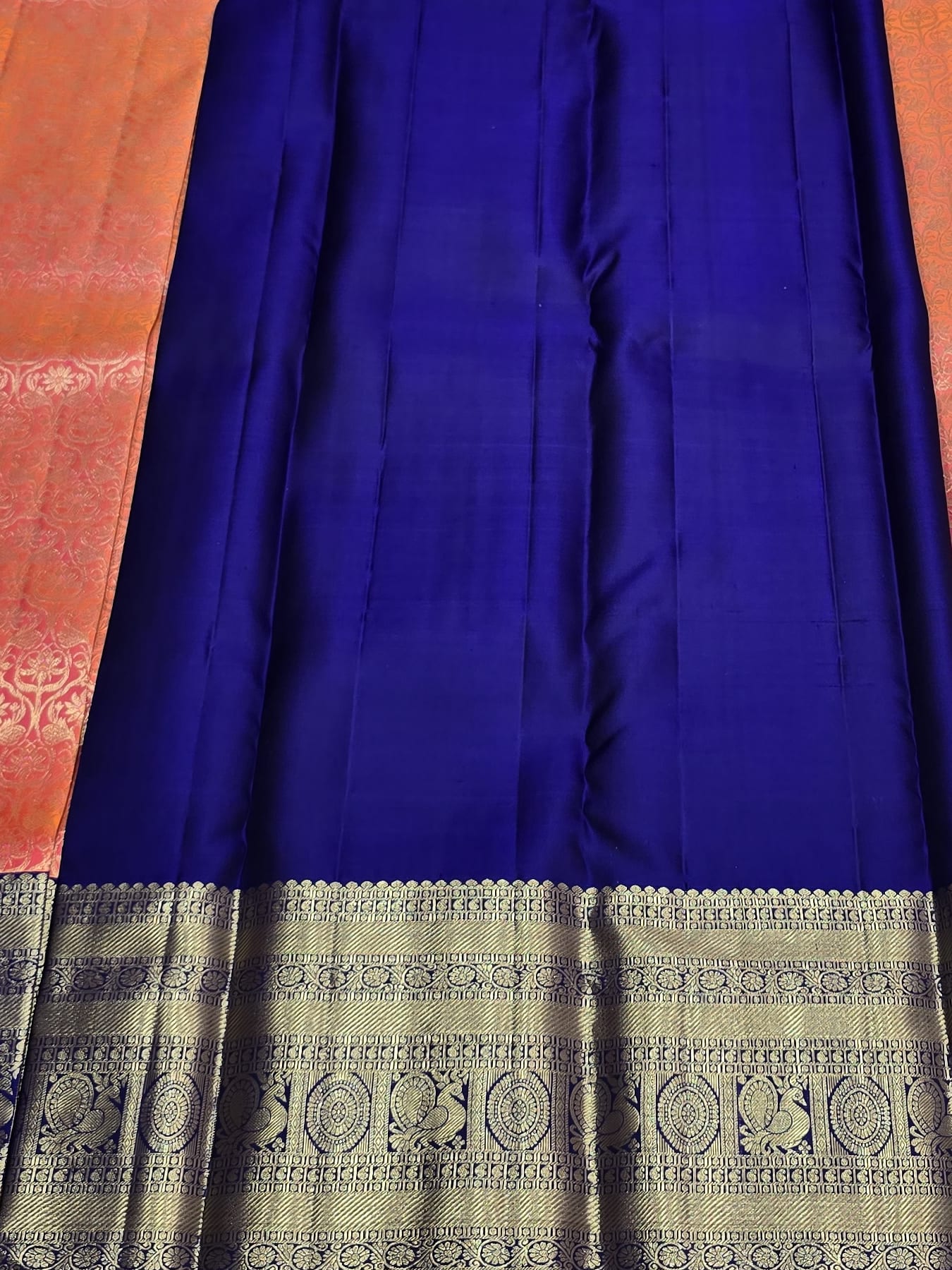 Handloom Orange Pink Silk Saree — view 5