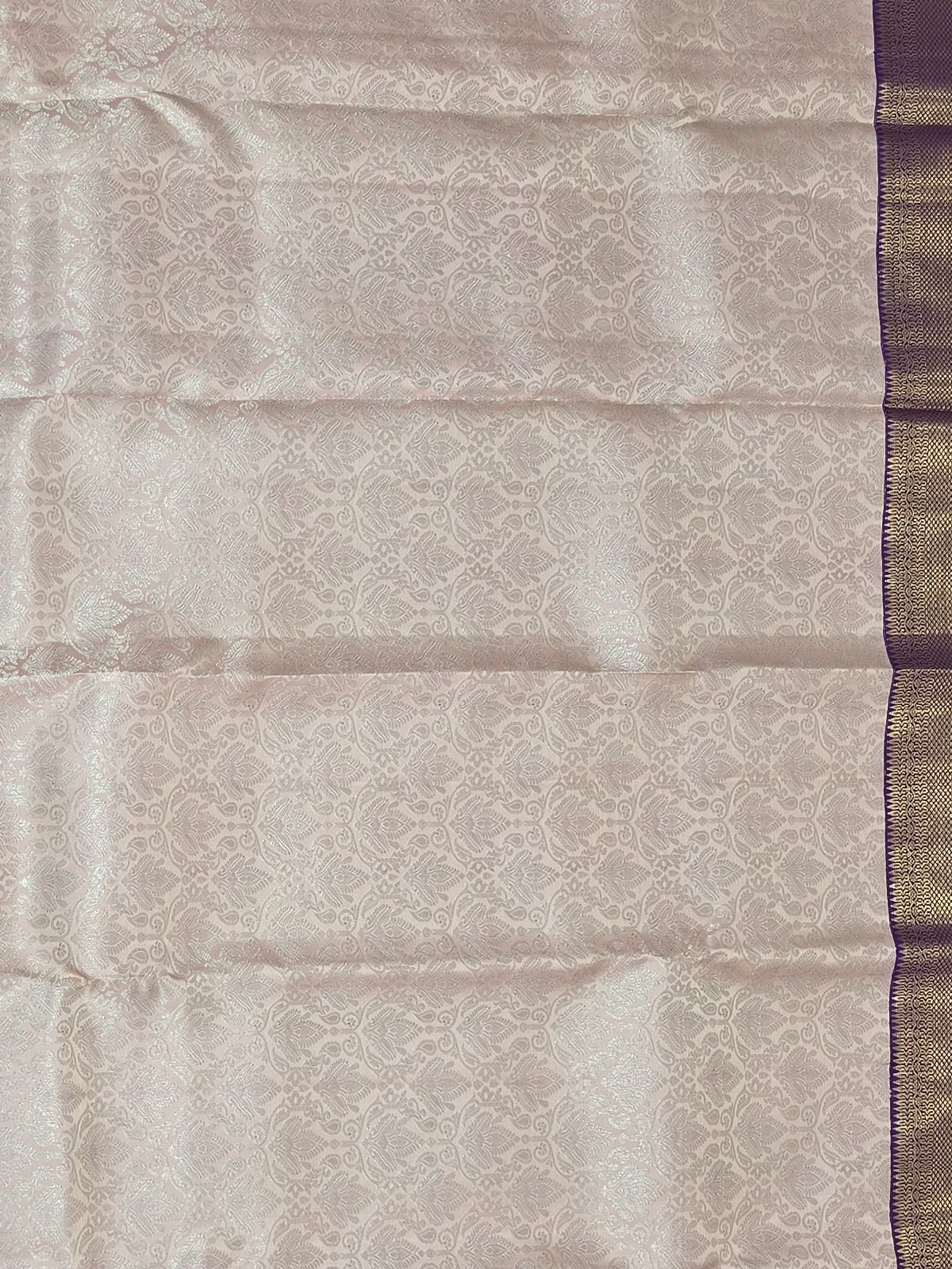 Handloom Cream Peach Silk Saree — view 4