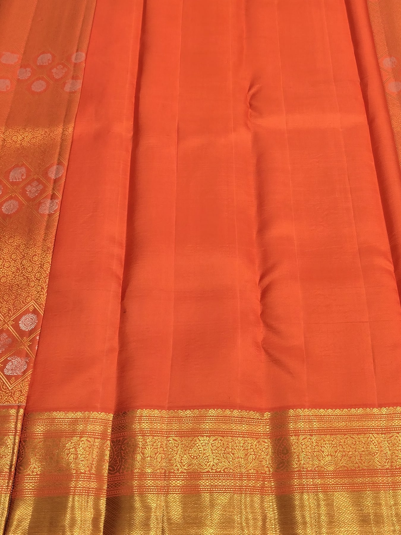 Handloom Orange Silk Saree — view 6