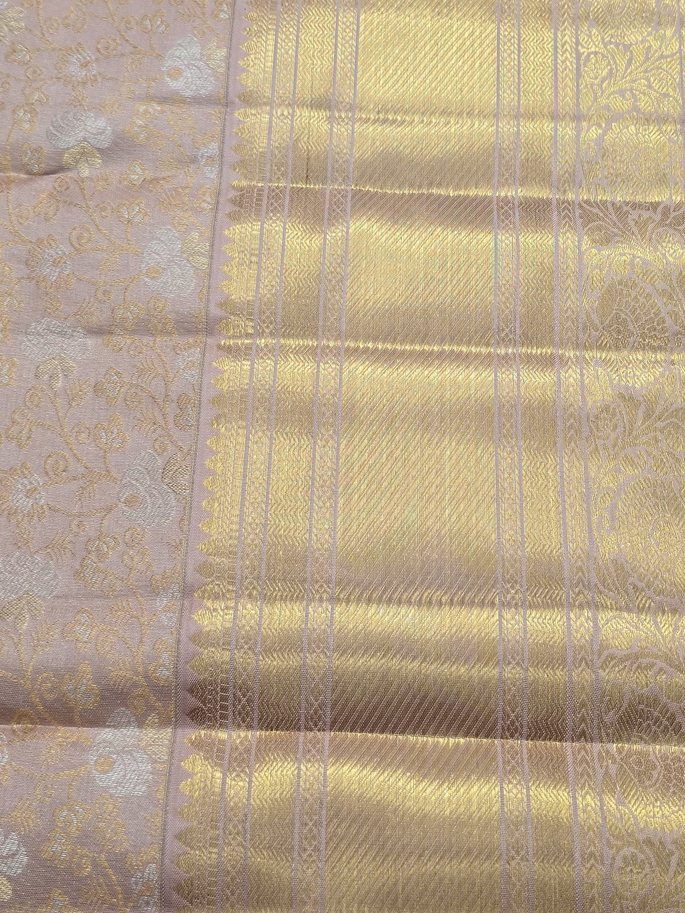Handloom Peach Blush Silk Saree — view 3