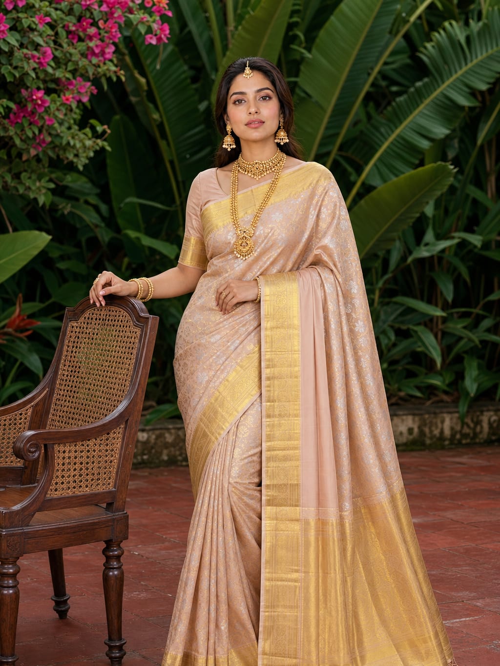 Handloom Peach Blush Silk Saree
