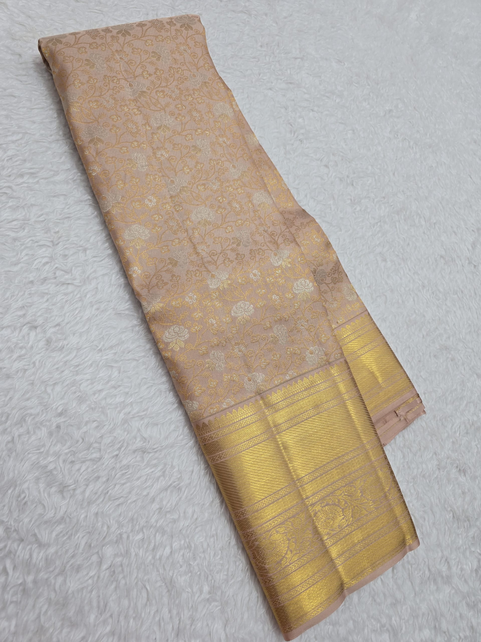 Handloom Peach Blush Silk Saree — view 2