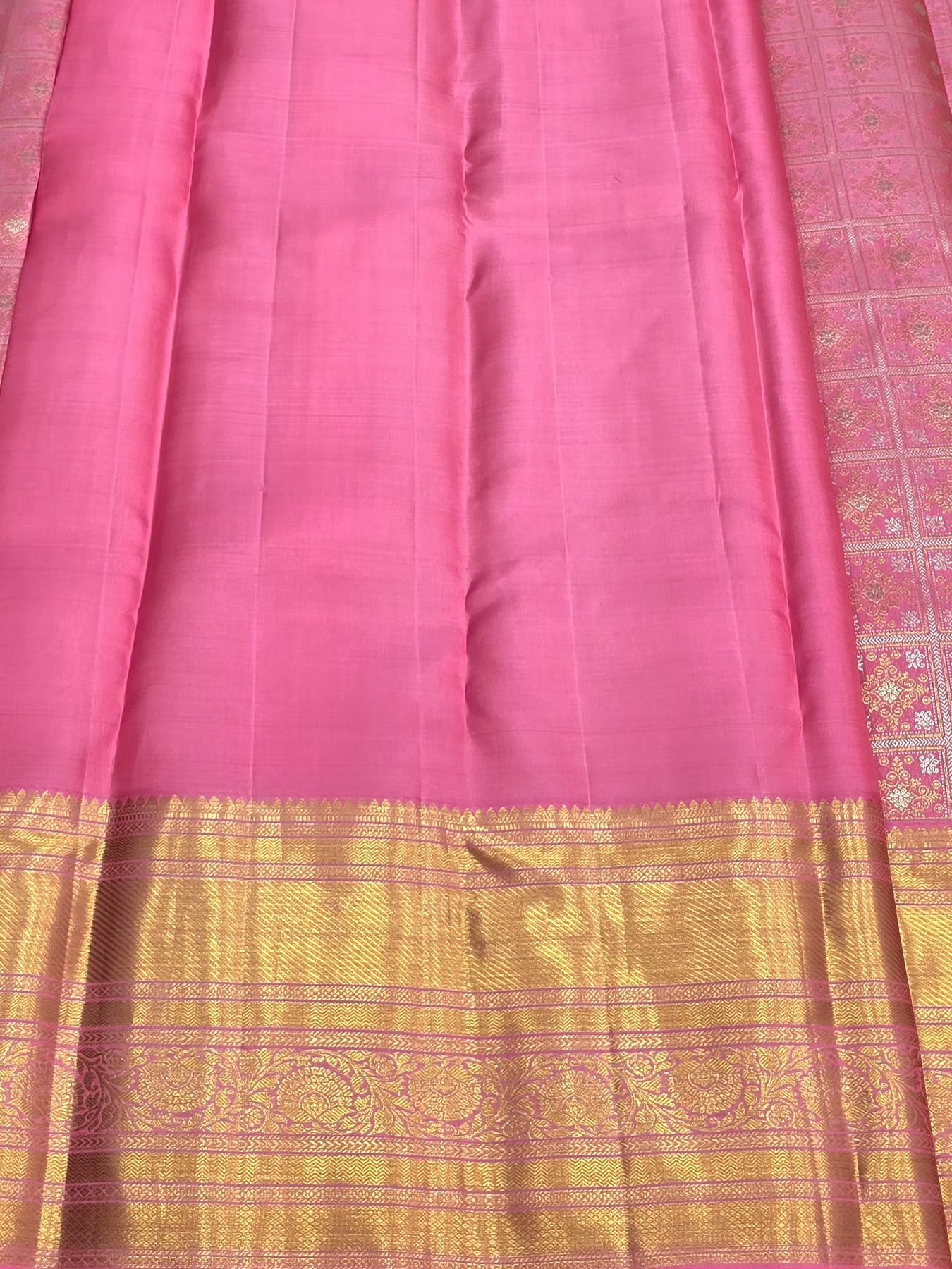 Handloom Rose Pink Silk Saree — view 6