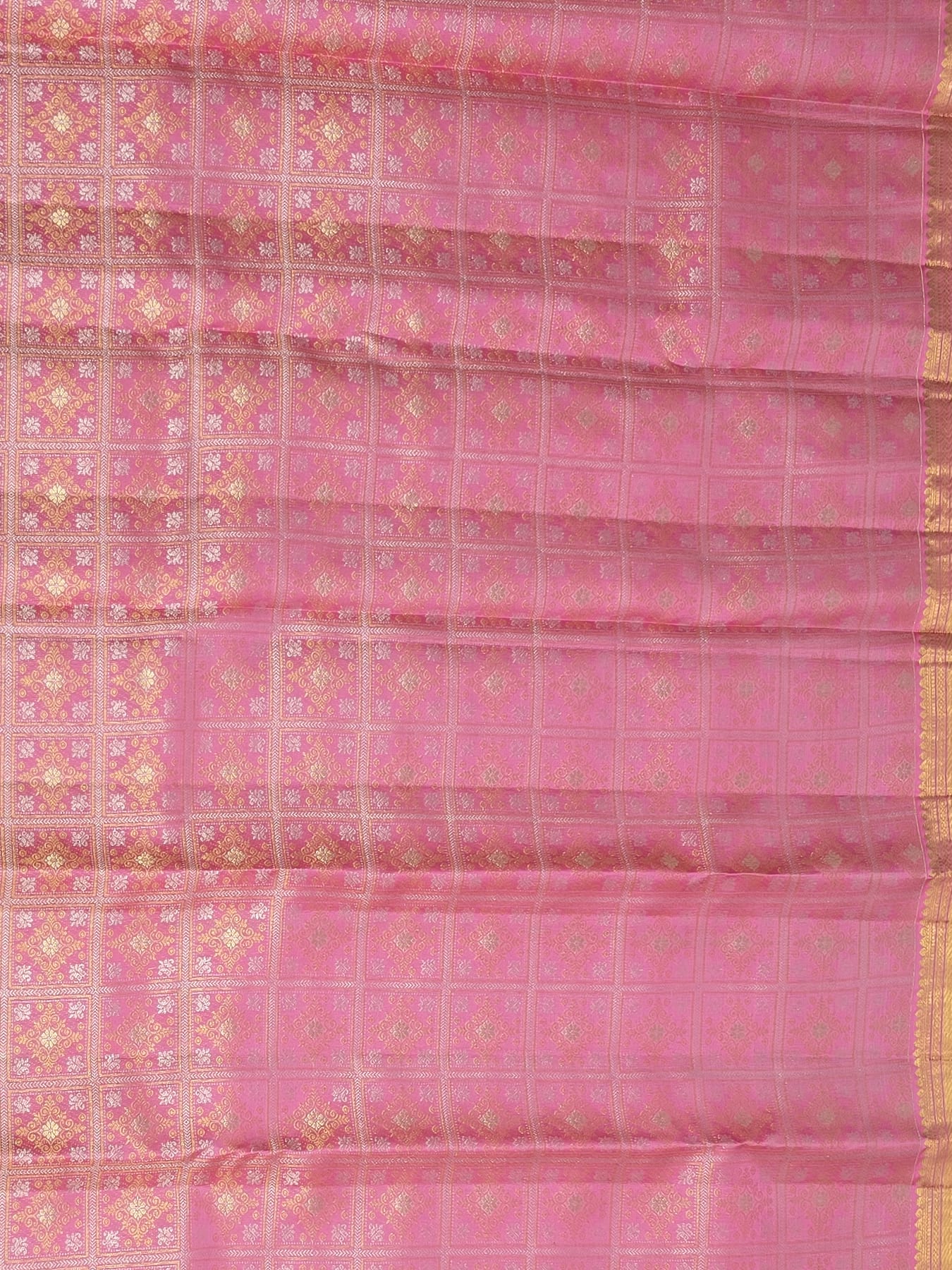 Handloom Rose Pink Silk Saree — view 4