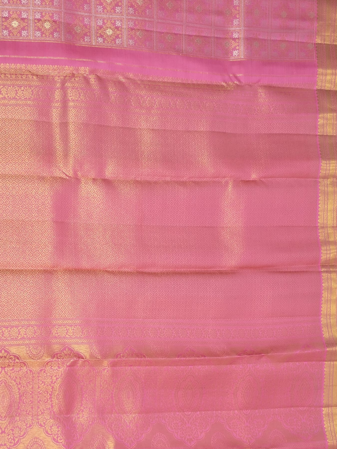Handloom Rose Pink Silk Saree — view 5