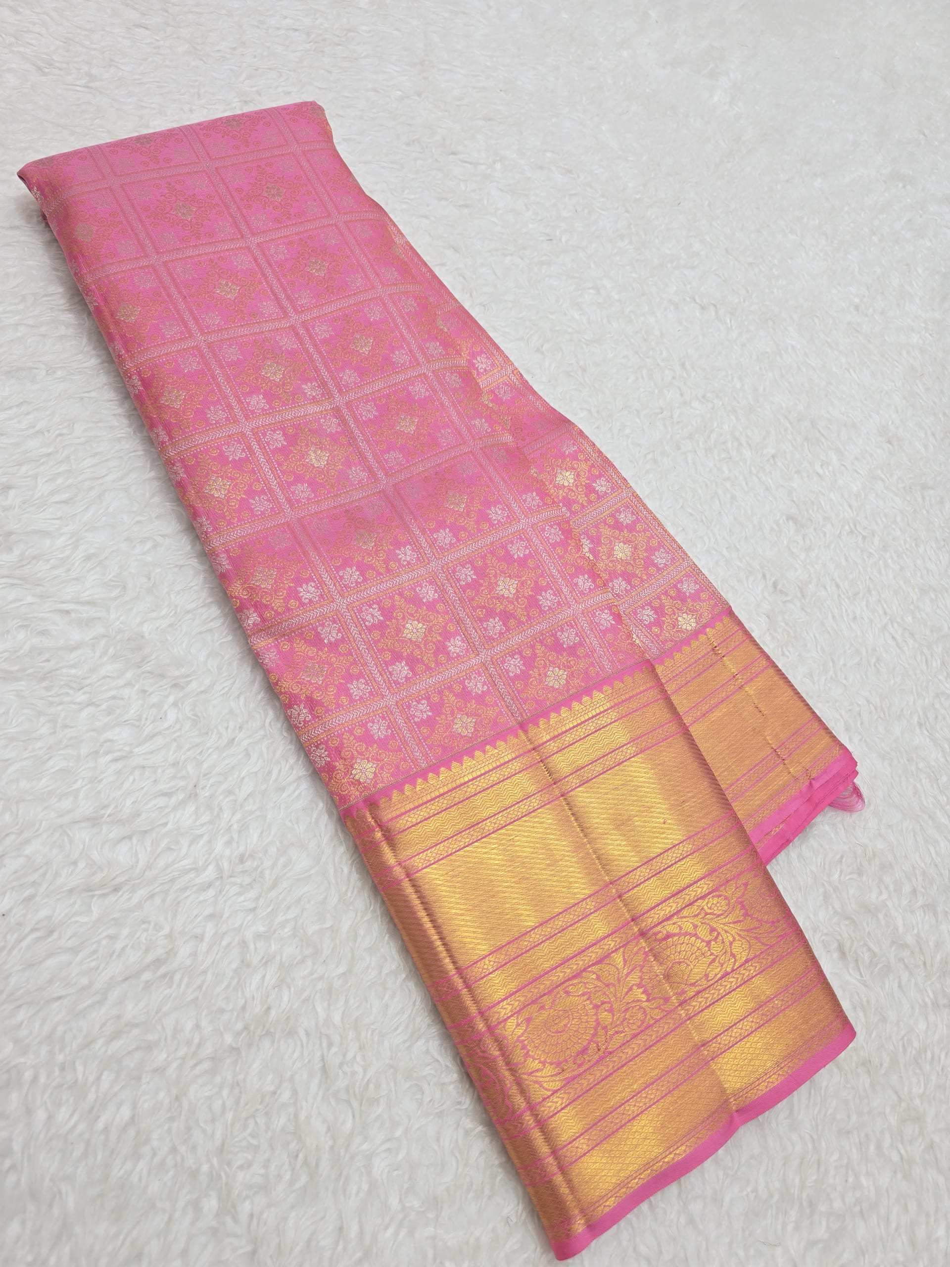 Handloom Rose Pink Silk Saree — view 2