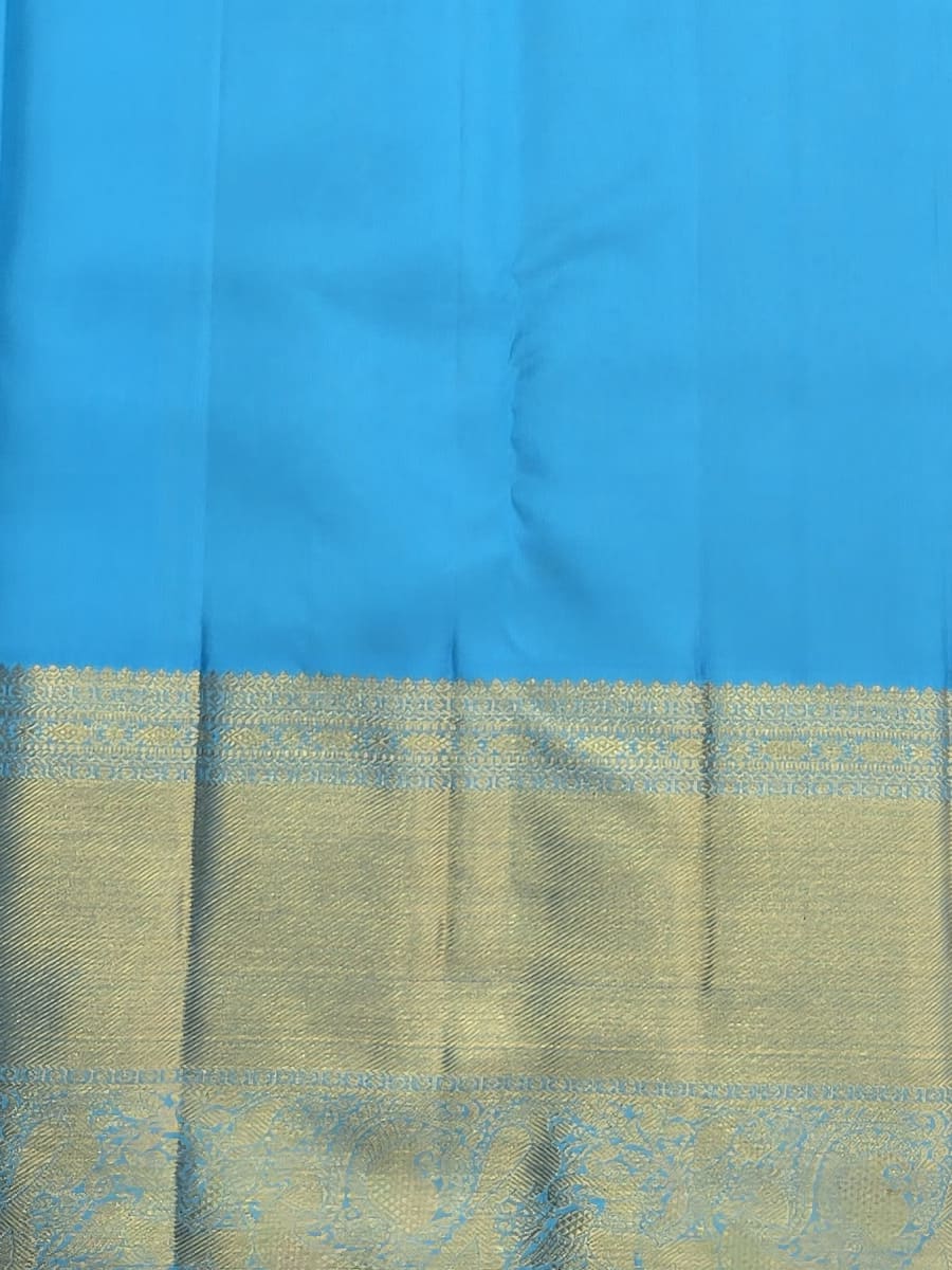 Handloom Sky Blue Silk Saree — view 6