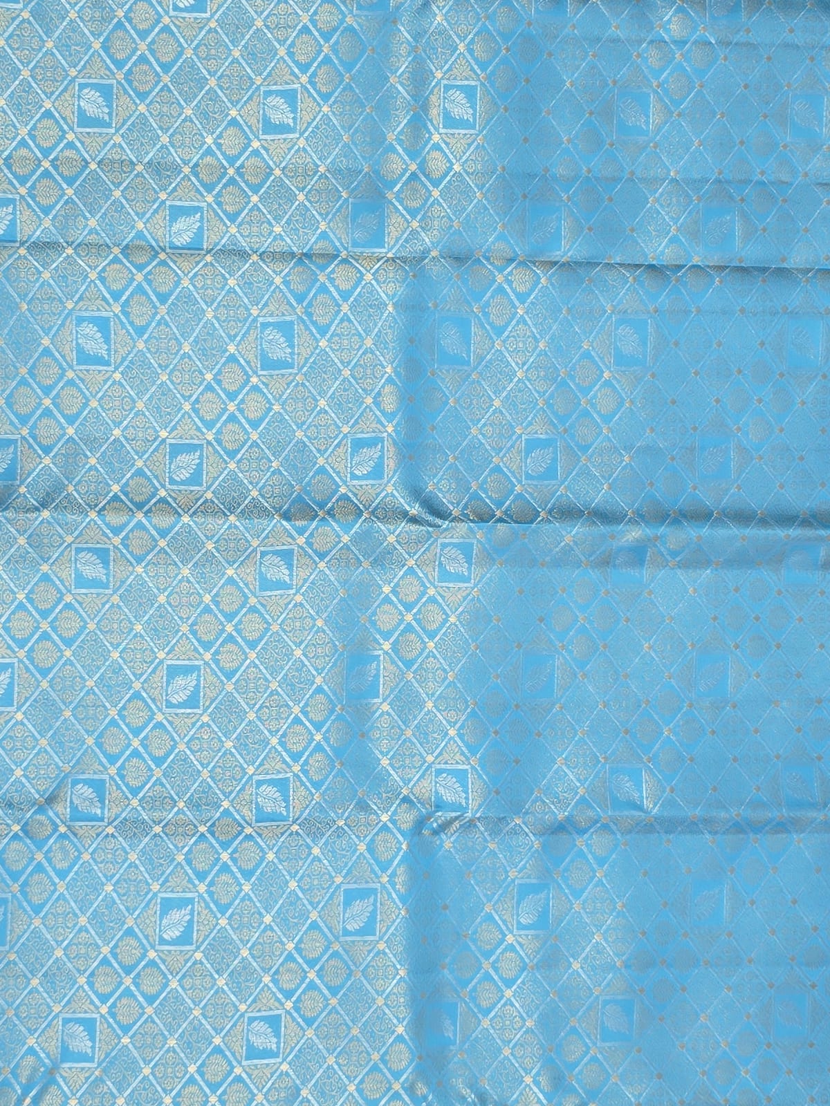 Handloom Sky Blue Silk Saree — view 4
