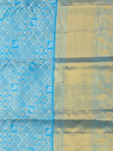 Handloom Sky Blue Silk Saree — view 3