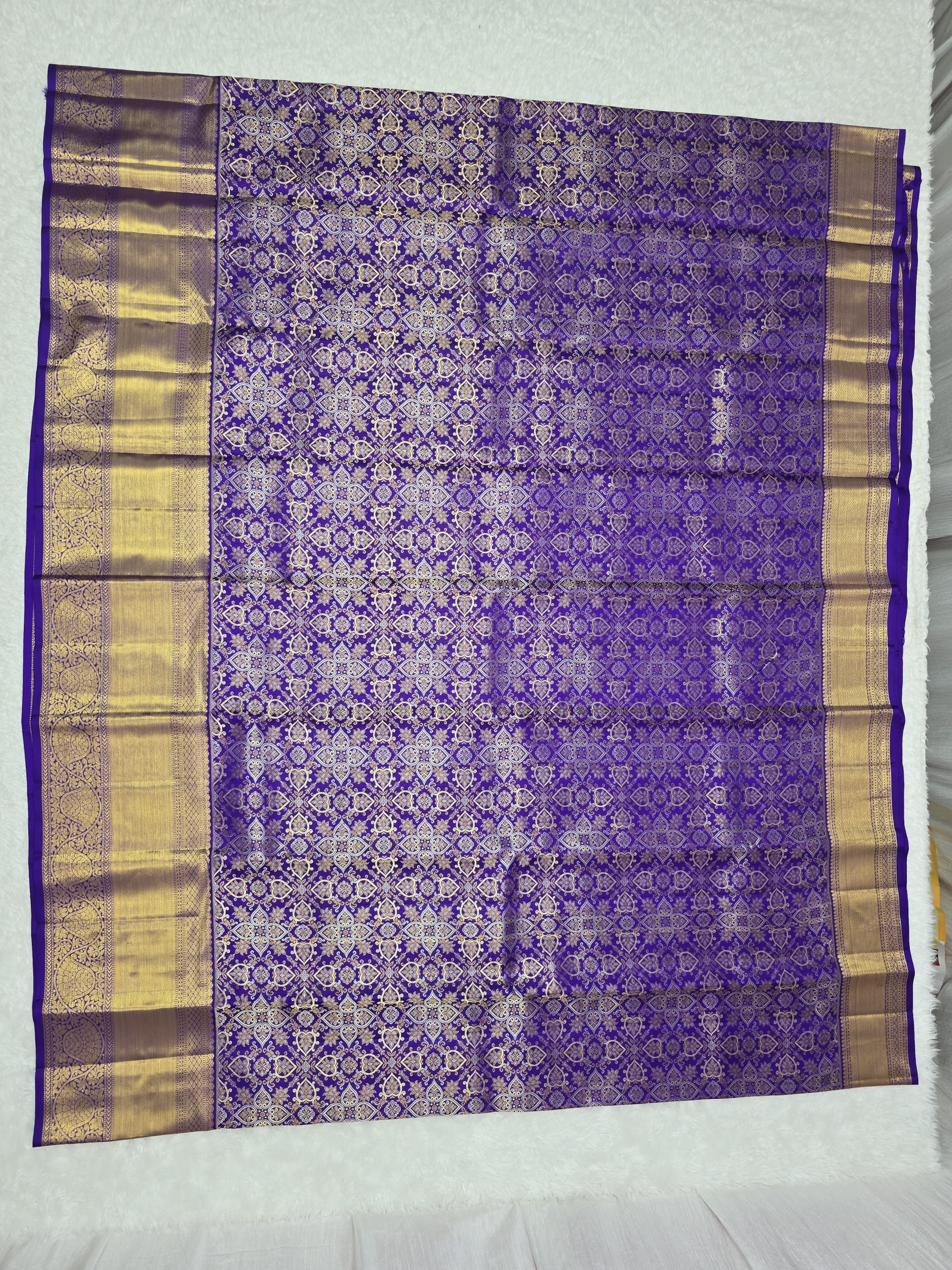 Handloom Violet Silk Saree — view 2