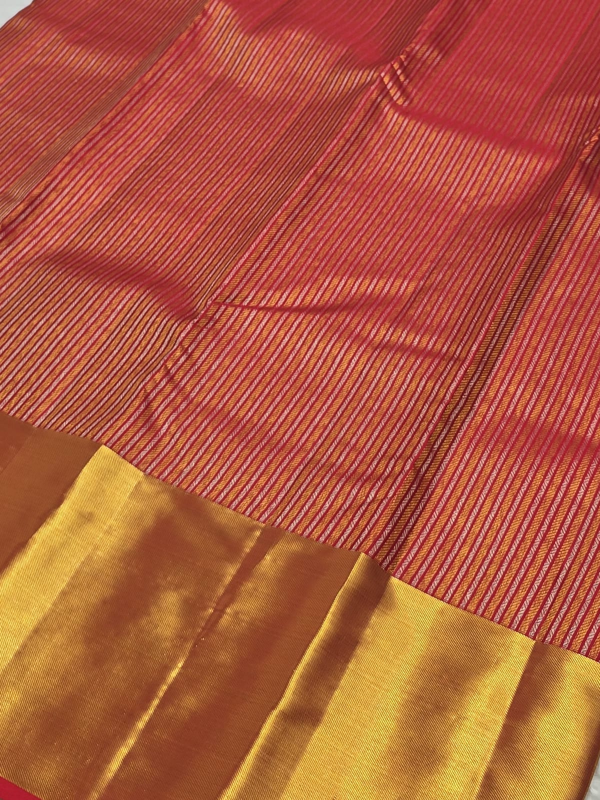 Handloom Chilli Red Silk Saree — view 3