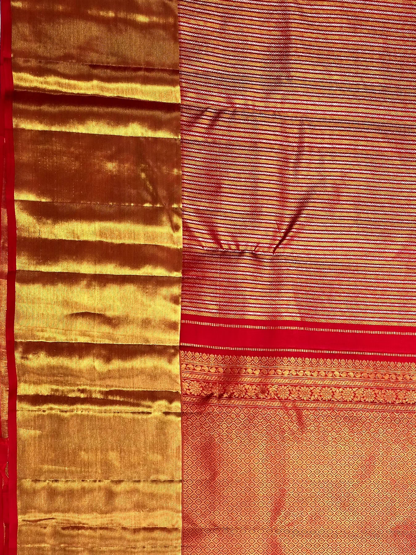Handloom Chilli Red Silk Saree — view 4