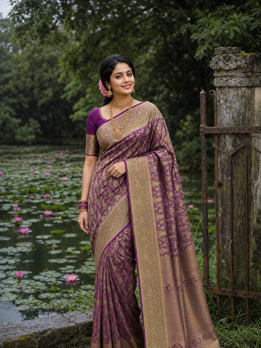 Handloom Magenta Silk Saree