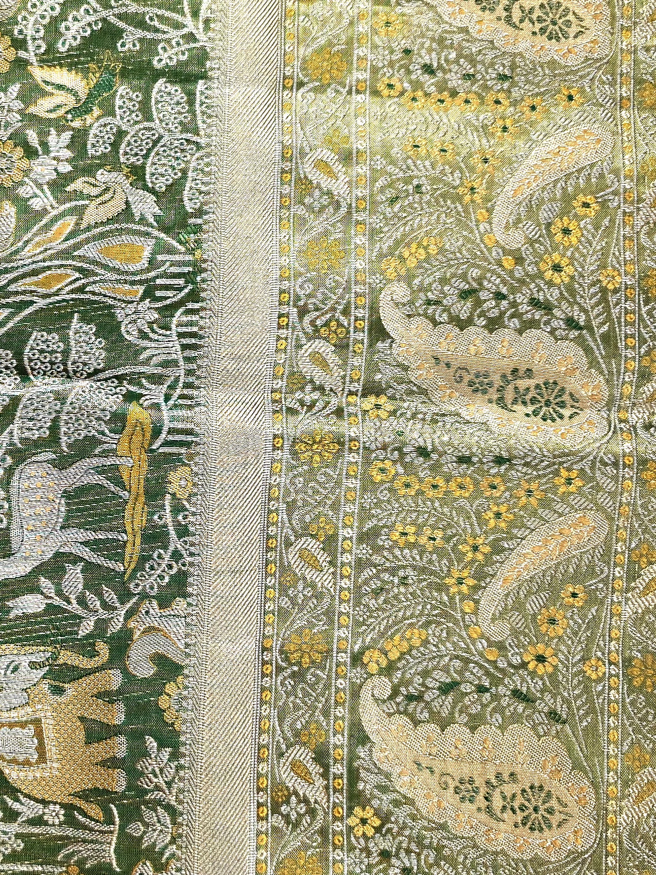 Handloom Moss Green Silk Saree — view 5