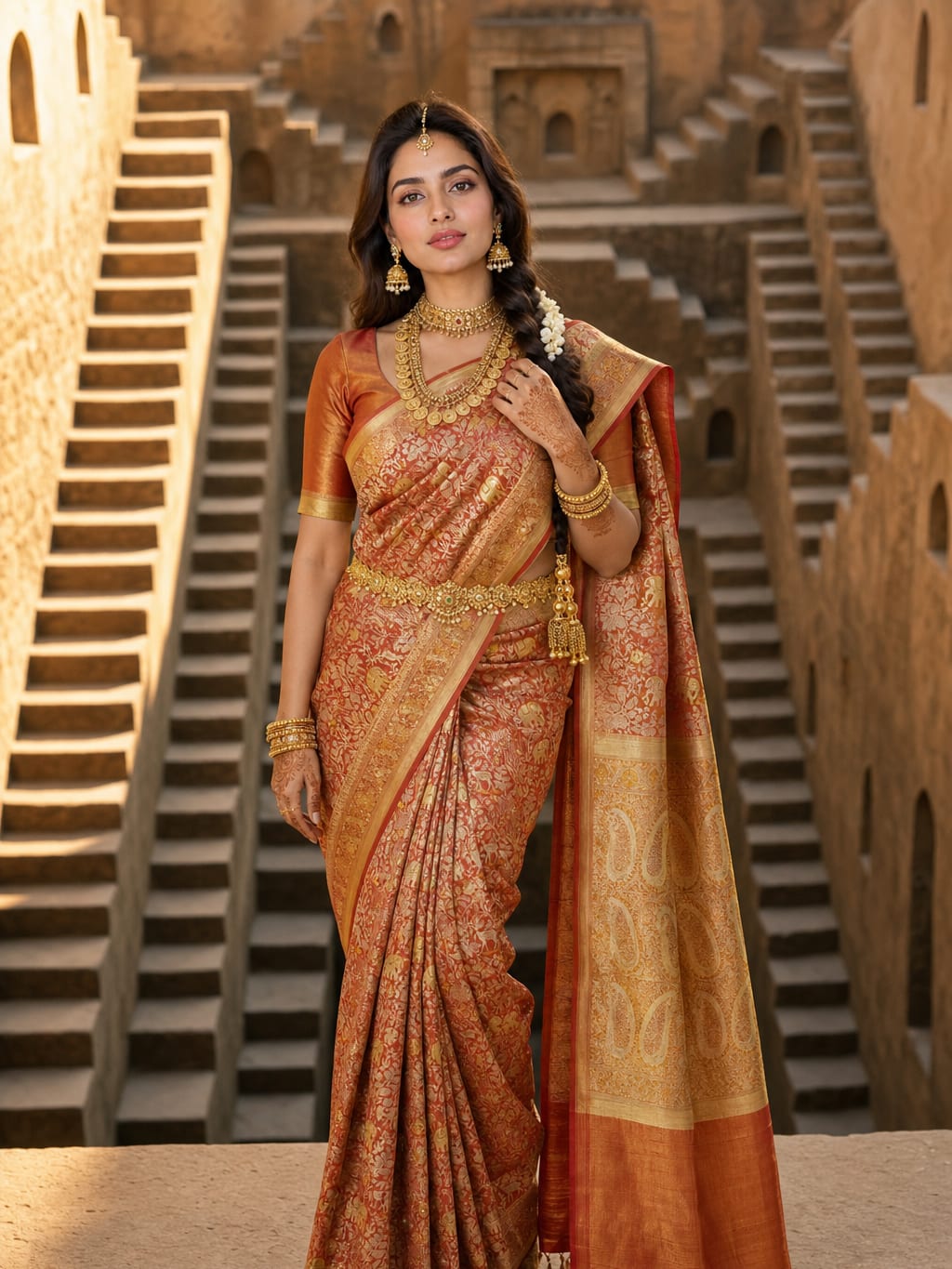 Handloom Red Gold Silk Saree