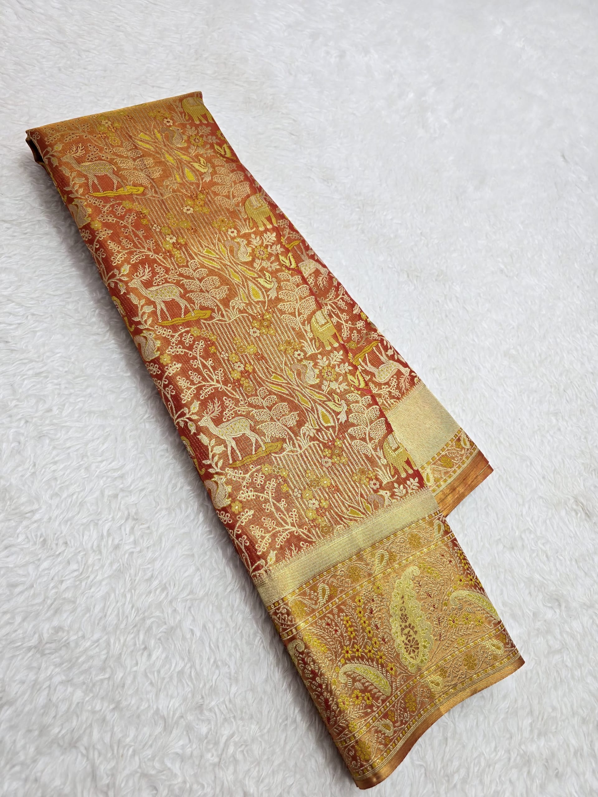 Handloom Red Gold Silk Saree — view 2