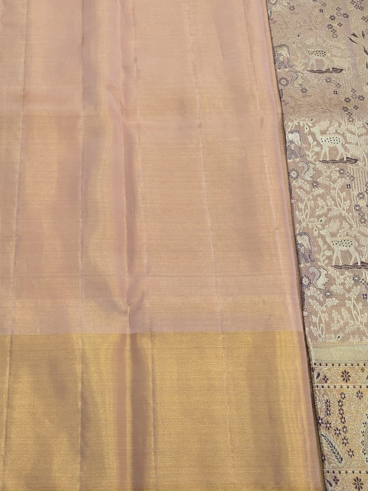 Handloom Light Lavender Silk Saree — view 5