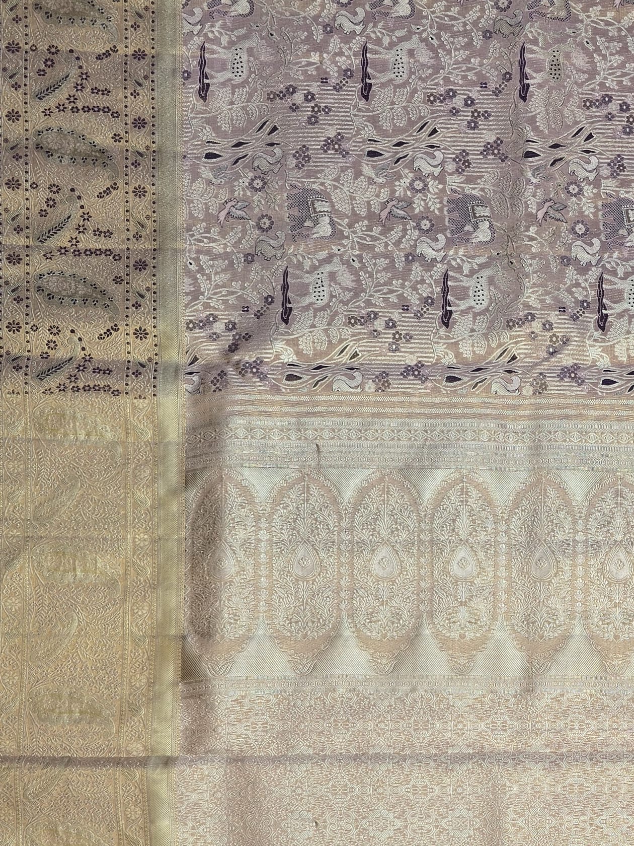 Handloom Light Lavender Silk Saree — view 4