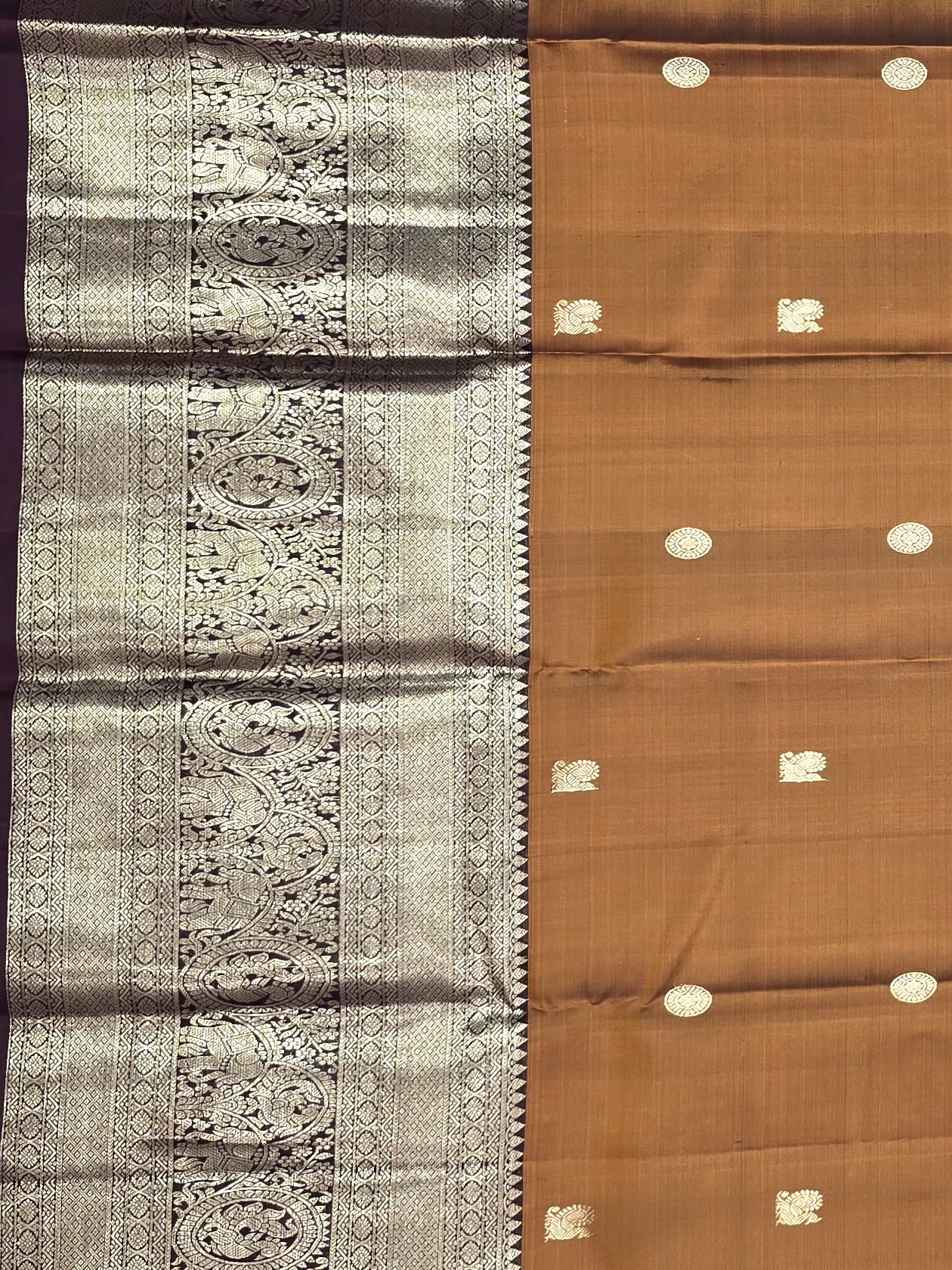 Handloom Rust Orange Silk Saree — view 3