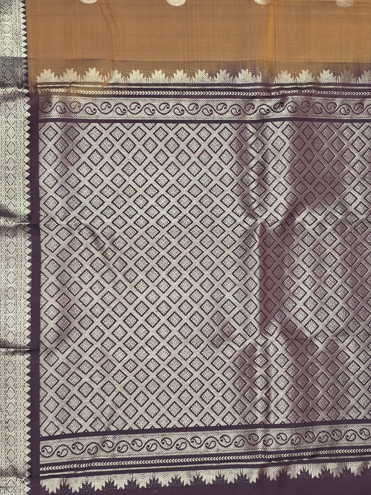 Handloom Rust Orange Silk Saree — view 4