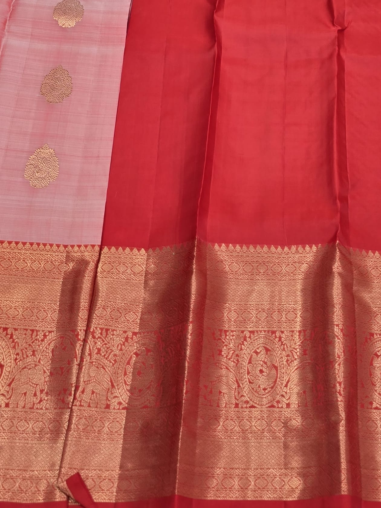 Handloom Baby Pink Silk Saree — view 5