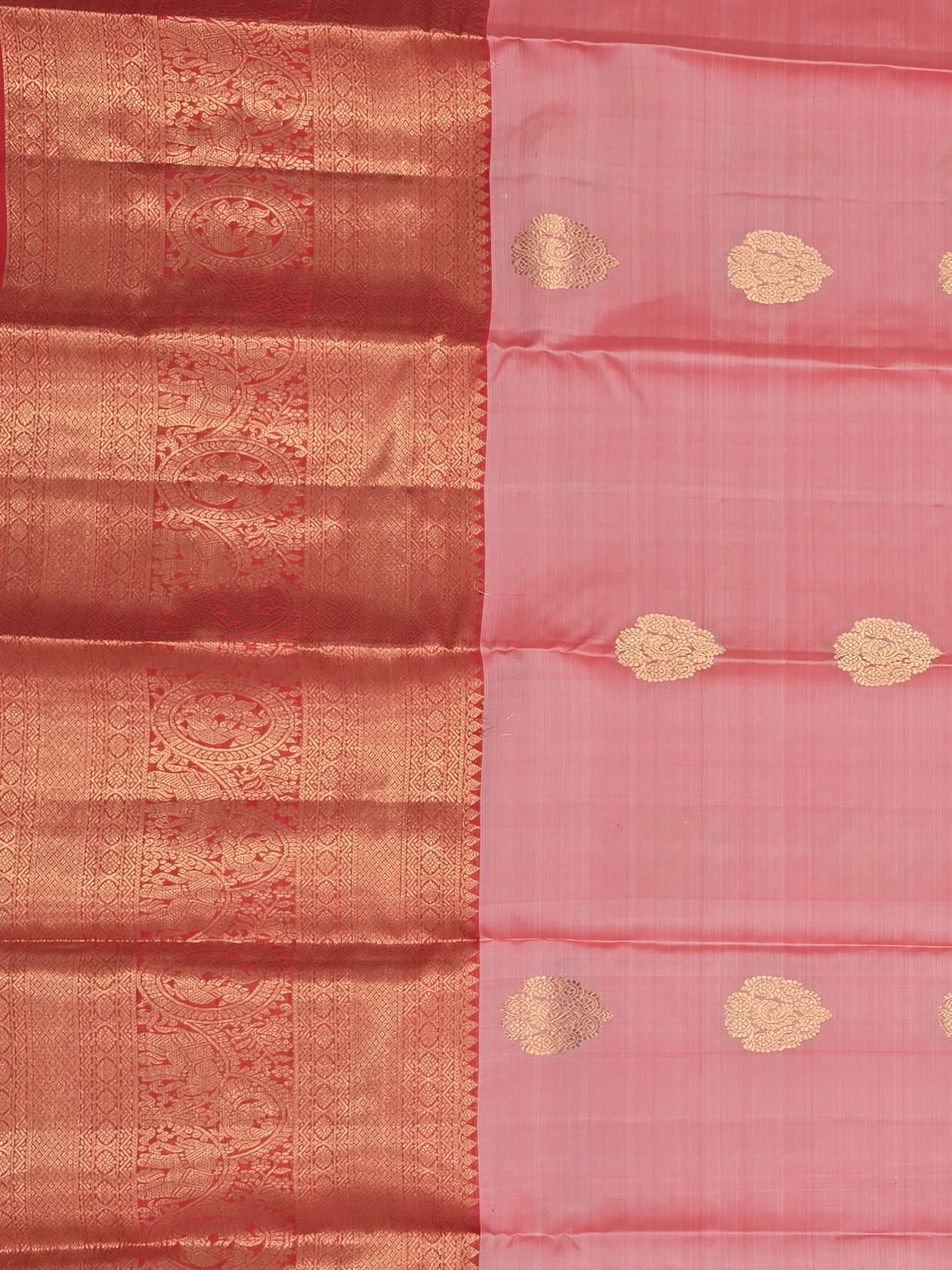 Handloom Baby Pink Silk Saree — view 3