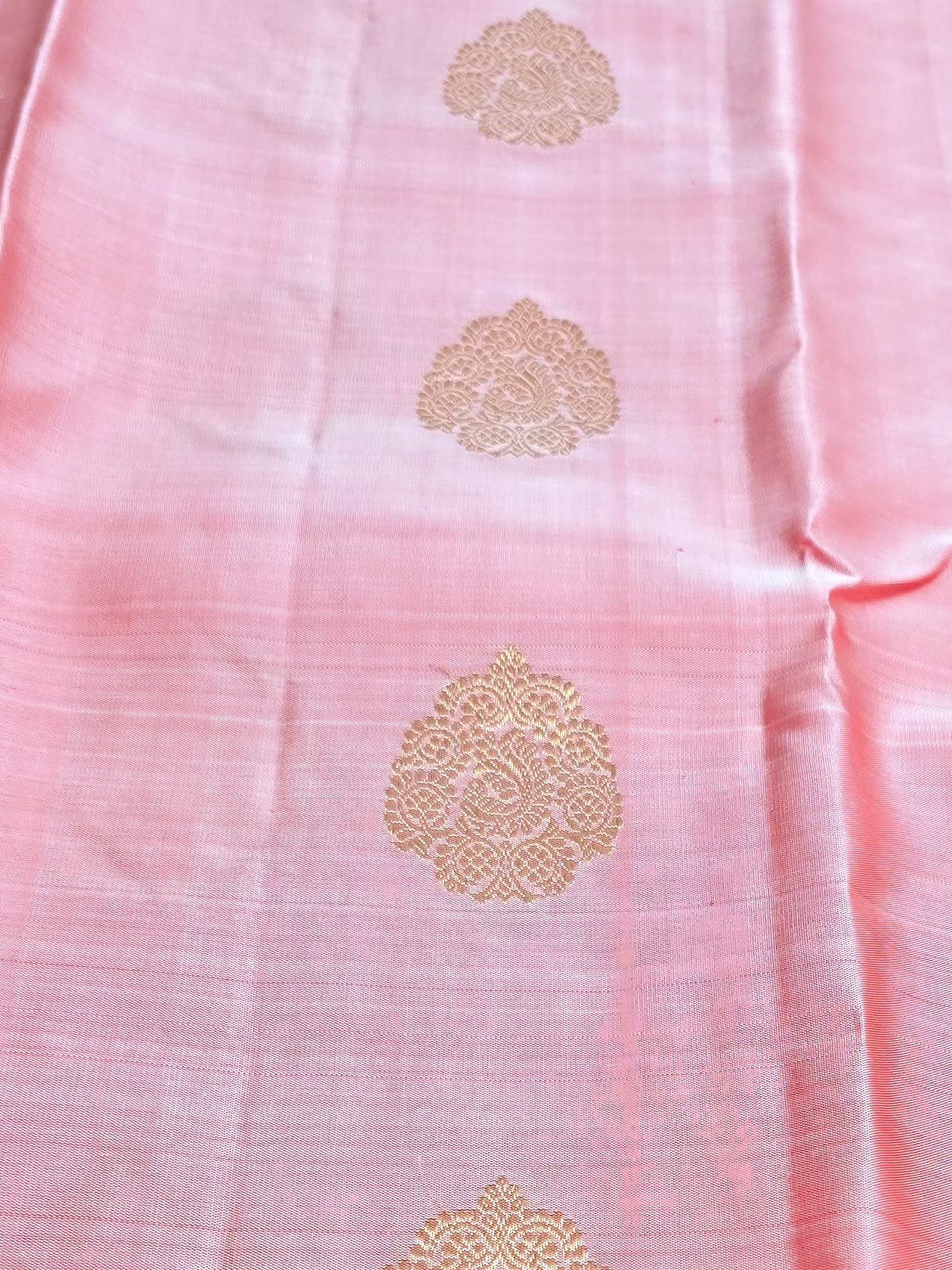 Handloom Baby Pink Silk Saree — view 6