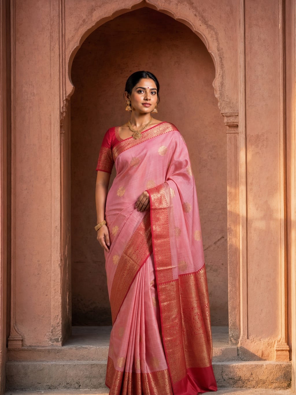 Handloom Baby Pink Silk Saree